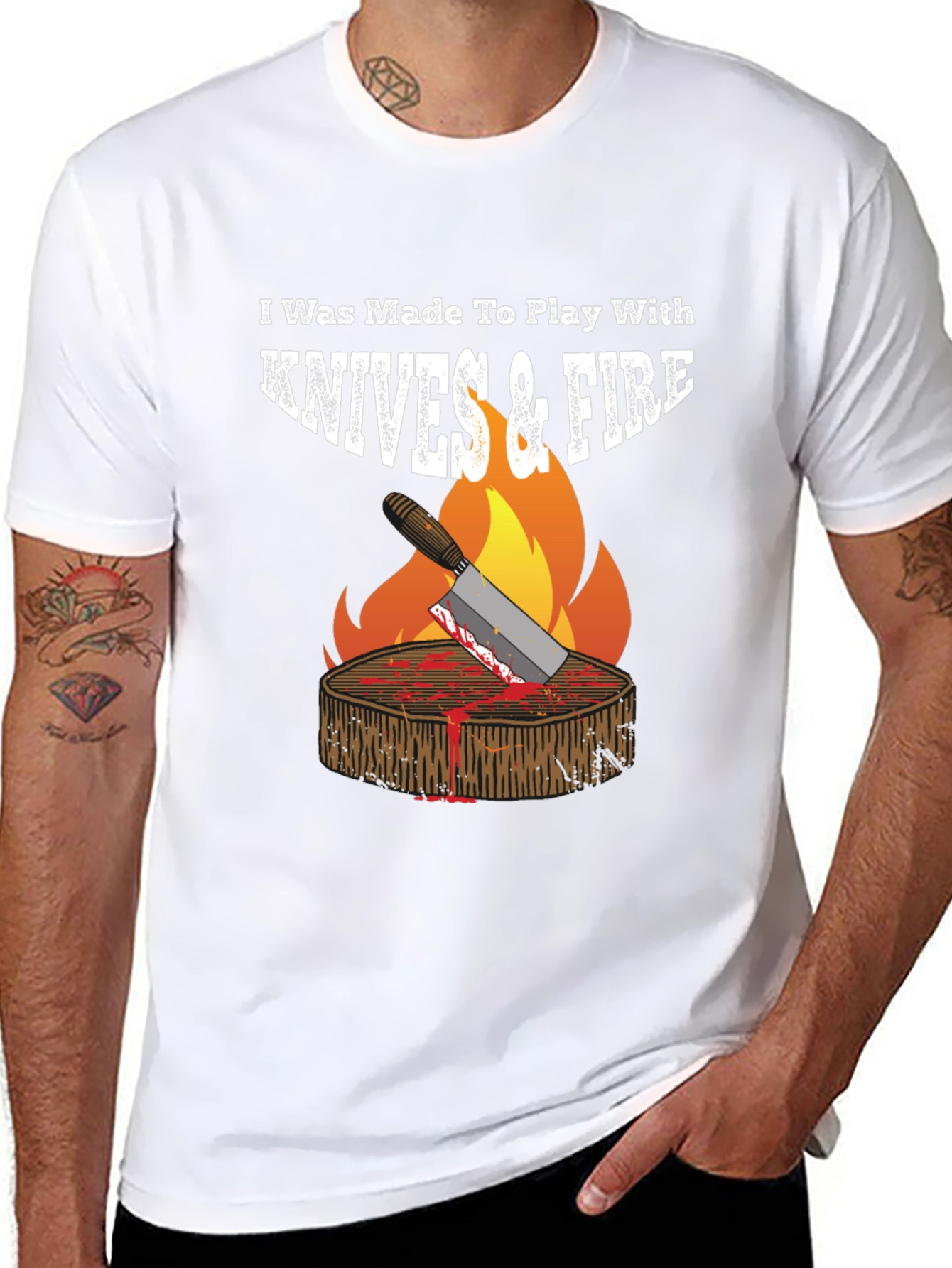 Knives & Fire BBQ T-Shirt - Grilling Humor