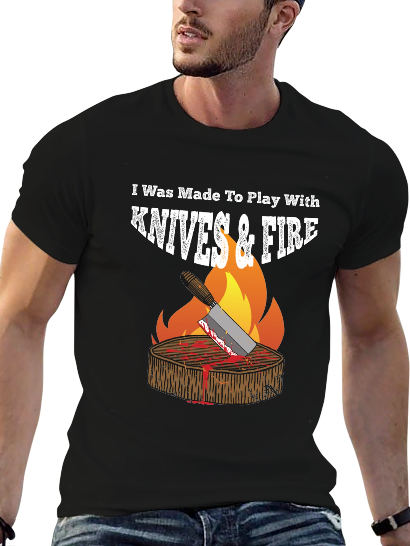 Knives & Fire BBQ T-Shirt - Grilling Humor