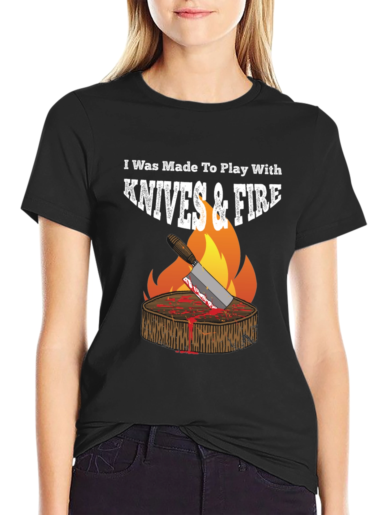Knives & Fire BBQ T-Shirt - Grilling Humor