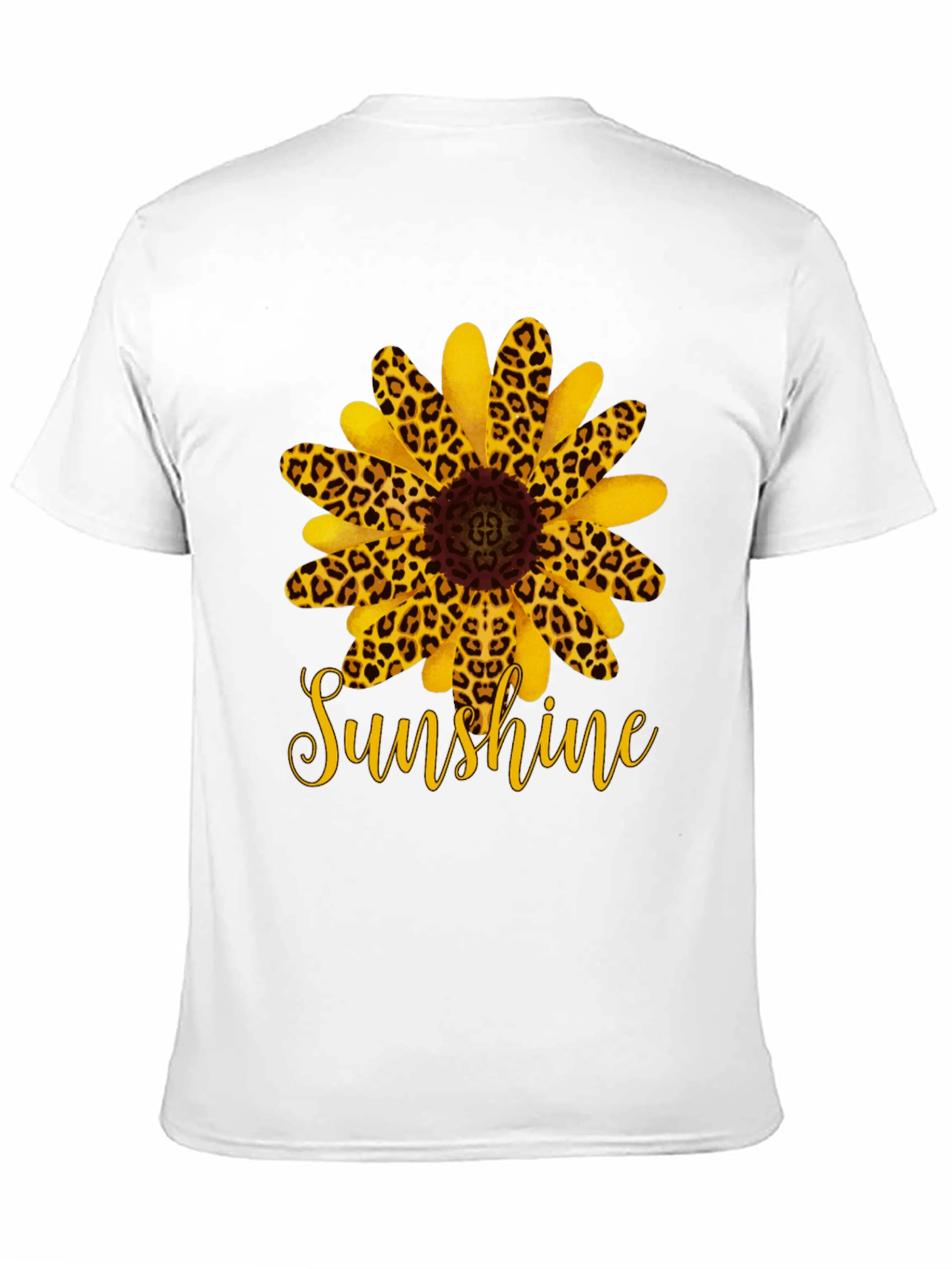 Leopard Sunflower Sunshine Black T-Shirt