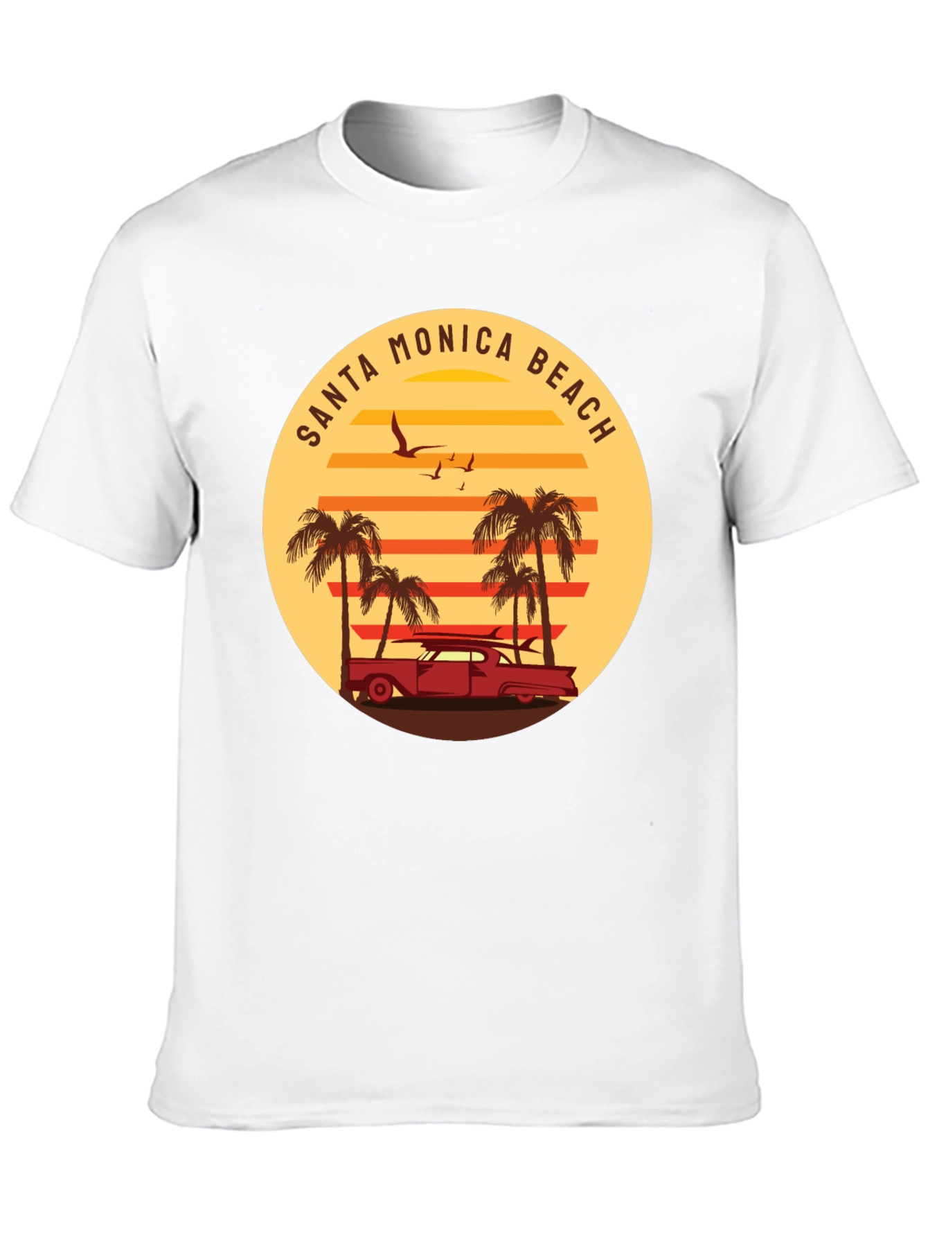 Santa Monica Beach Retro Graphic Tee - Black