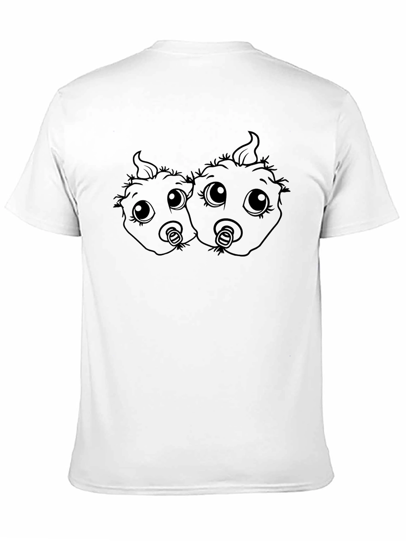 Twin Babies Graphic Tee - Soft Black Cotton