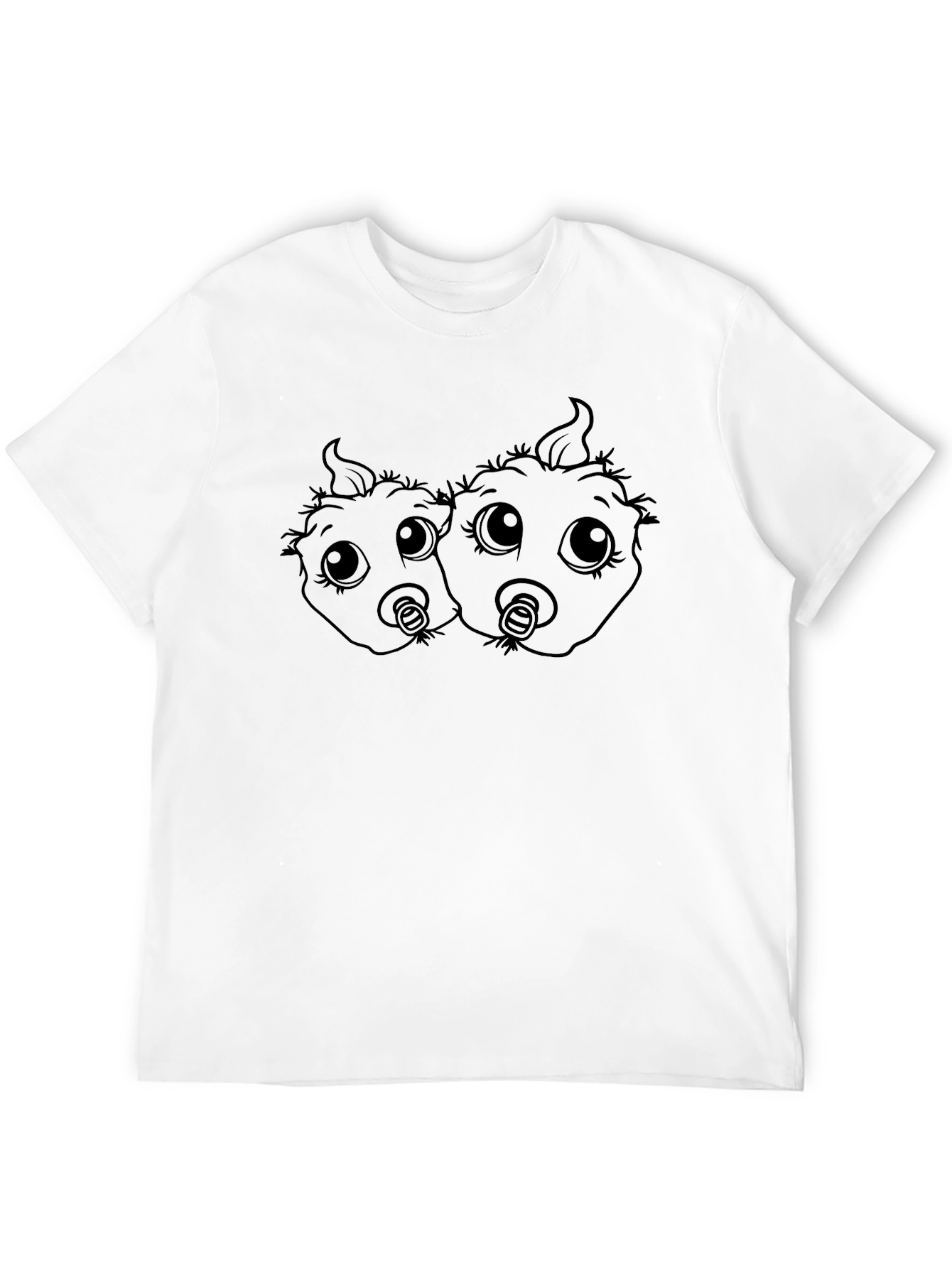 Twin Babies Graphic Tee - Soft Black Cotton