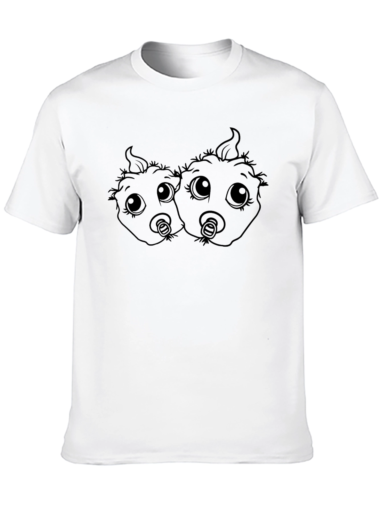 Twin Babies Graphic Tee - Soft Black Cotton