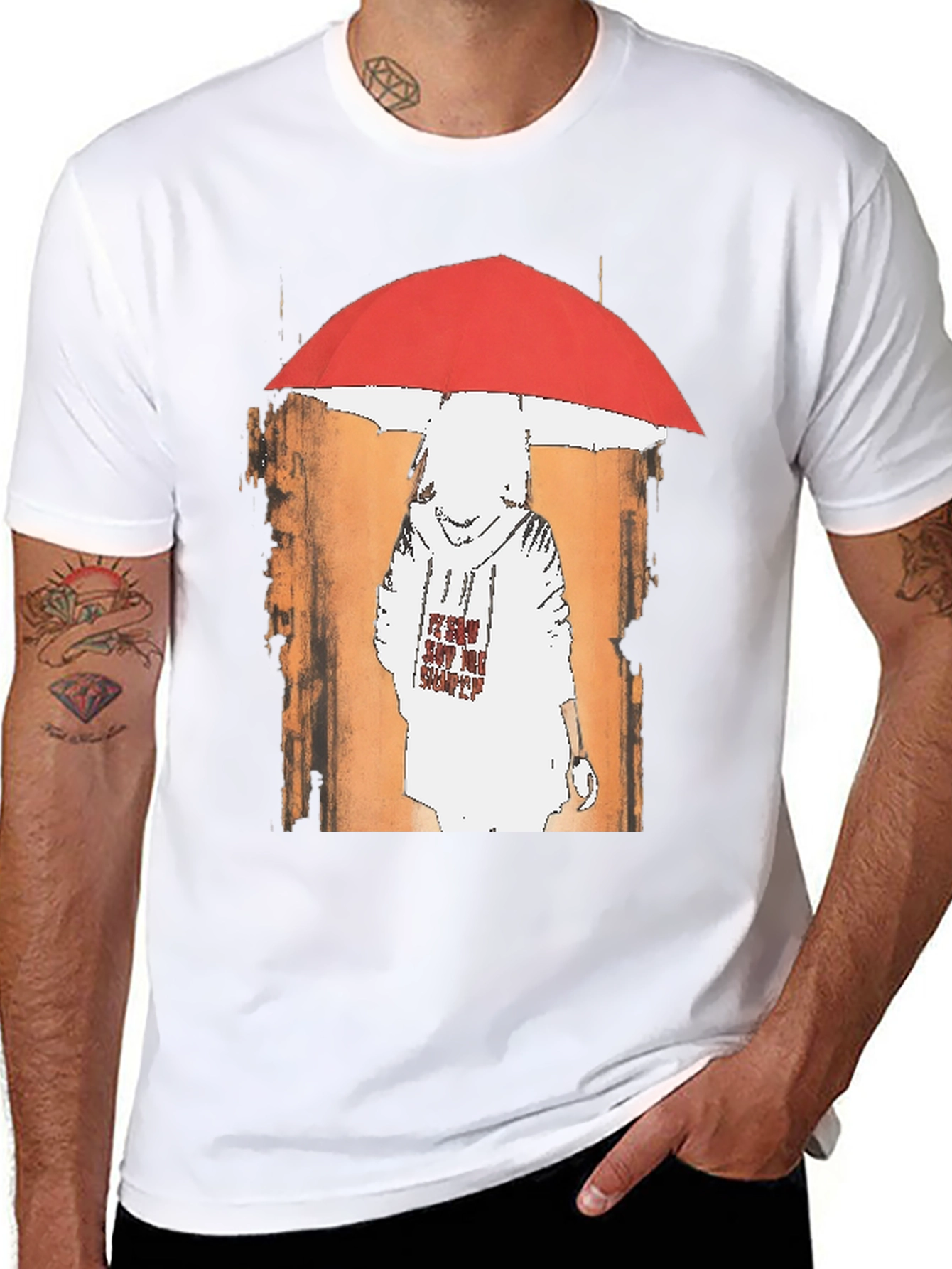 Urban Umbrella Graphic Tee - Stylish Black Cotton T-Shirt