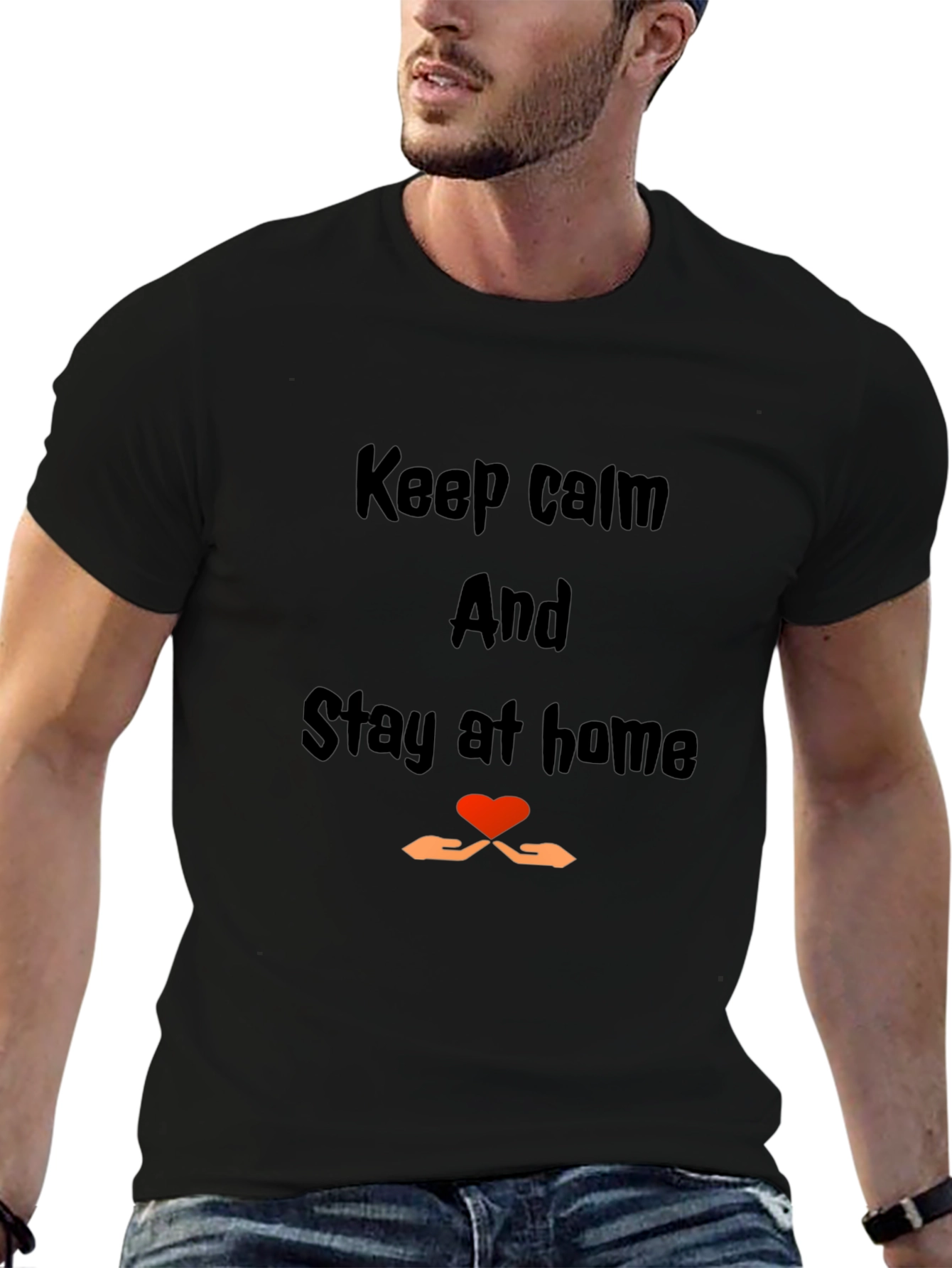 Keep Calm Stay Home Graphic Tee - Black