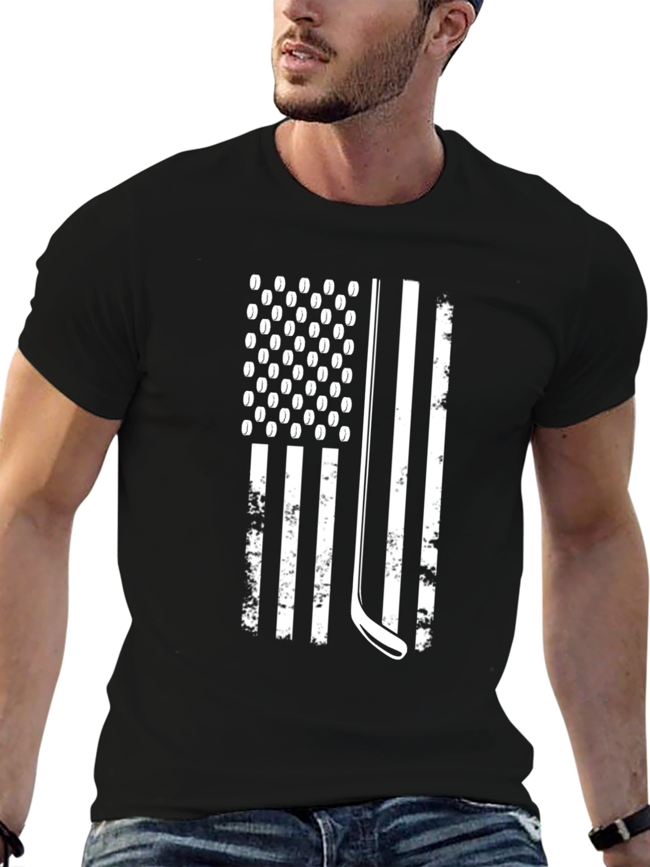 Hockey American Flag Graphic Tee