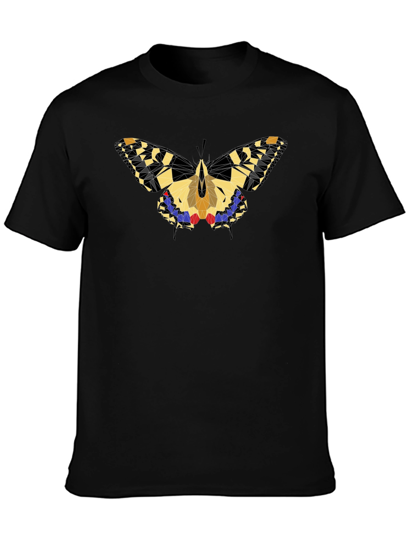 Geometric Butterfly Graphic Black T-Shirt