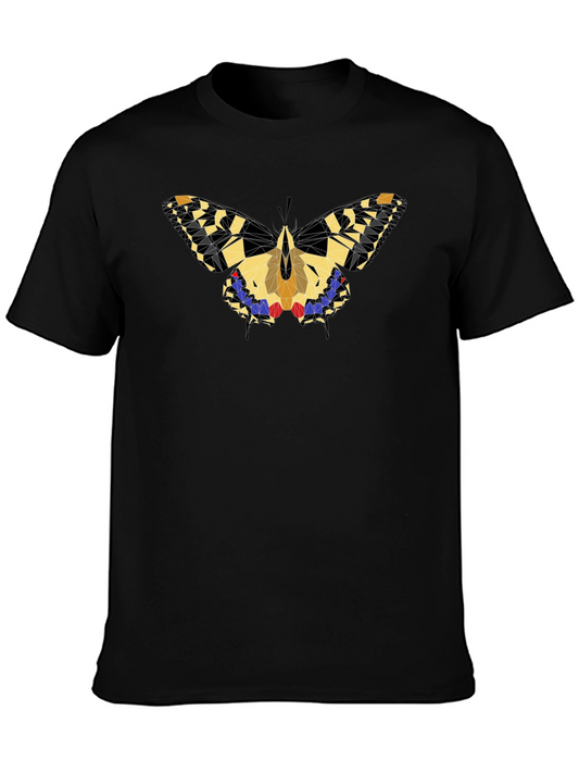 Geometric Butterfly Graphic Black T-Shirt