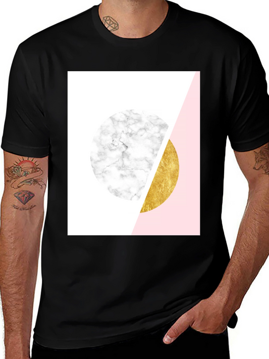 Geometric Marble and Gold Circle T-Shirt