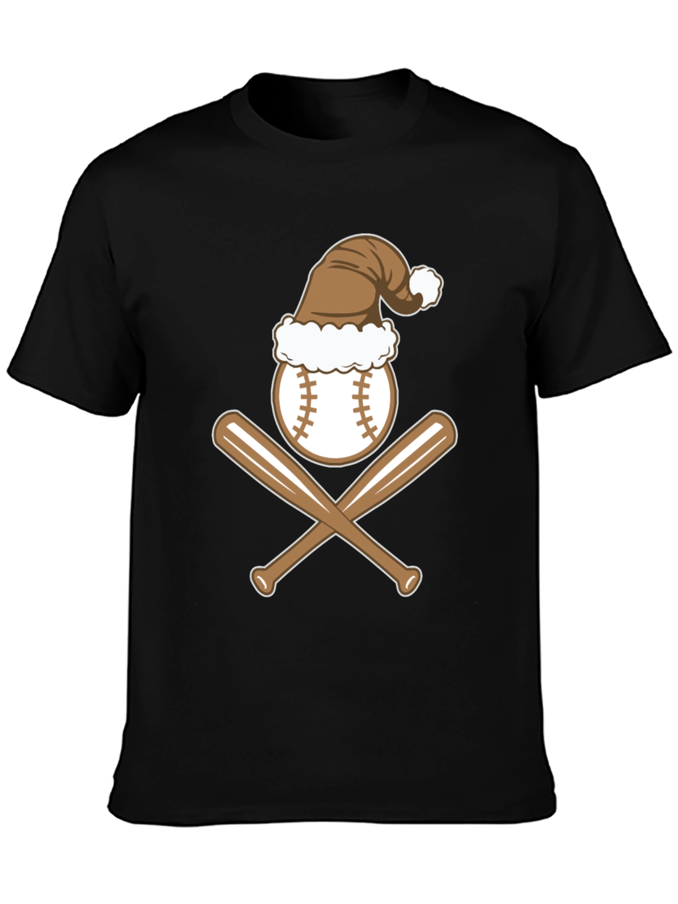 Baseball Christmas T-Shirt with Santa Hat