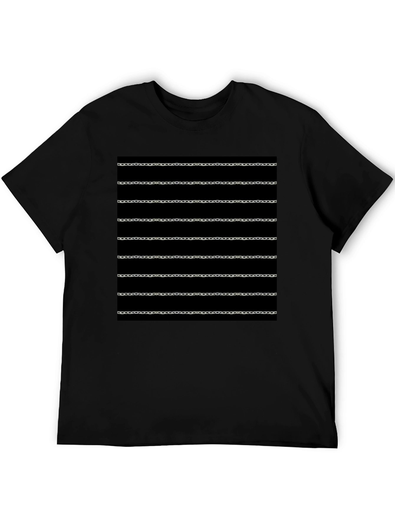 Chain Pattern Graphic Black T-Shirt