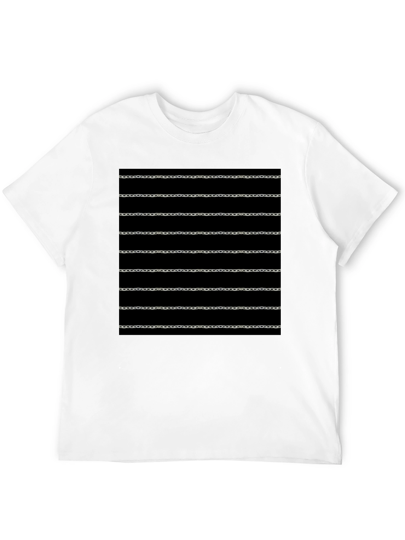 Chain Pattern Graphic Black T-Shirt