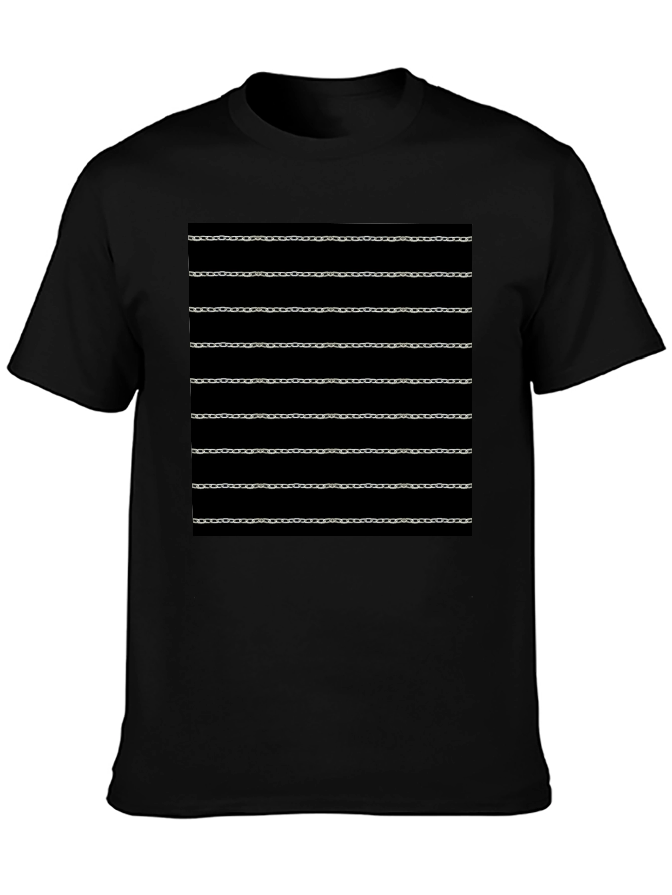 Chain Pattern Graphic Black T-Shirt