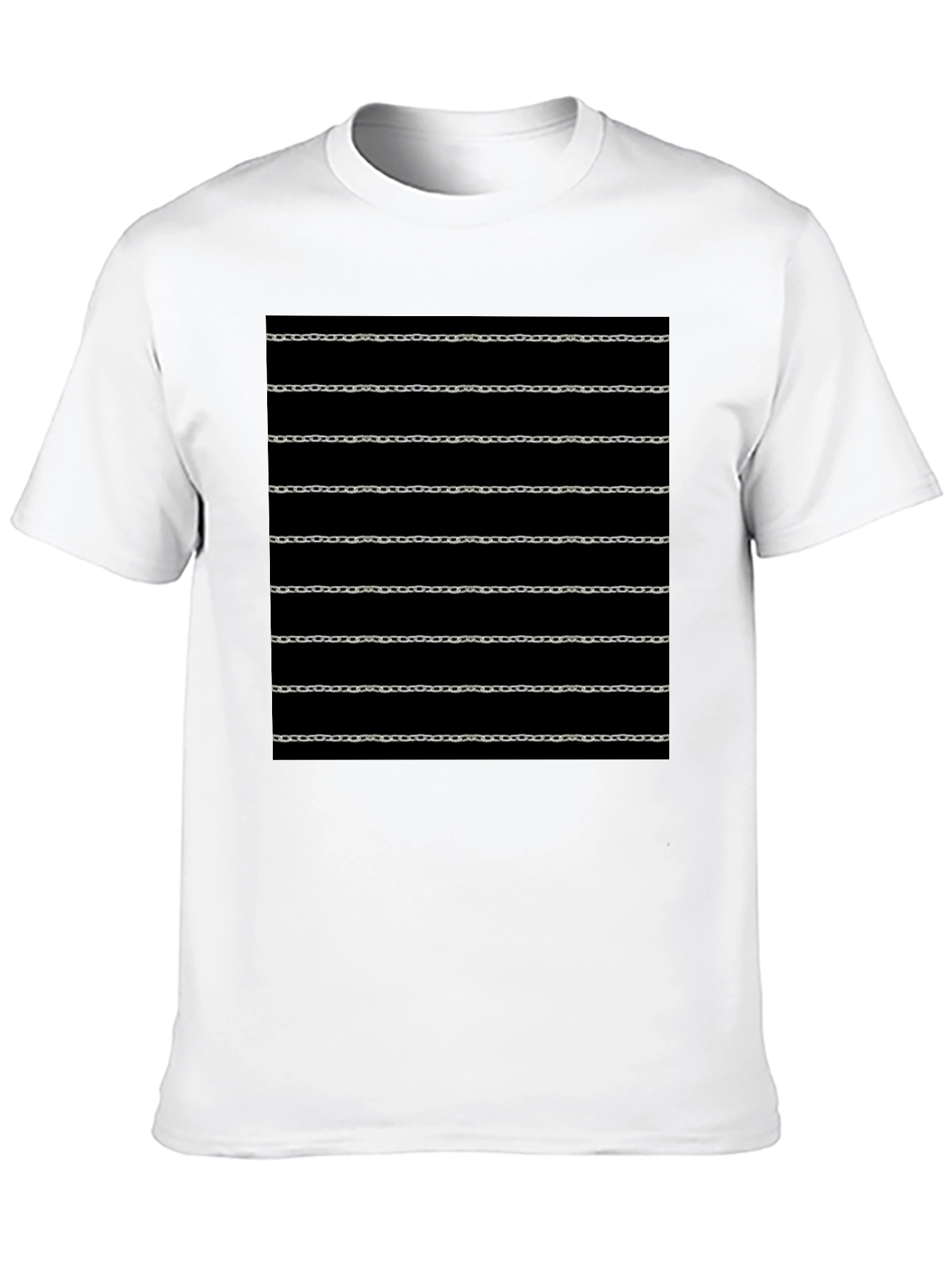 Chain Pattern Graphic Black T-Shirt