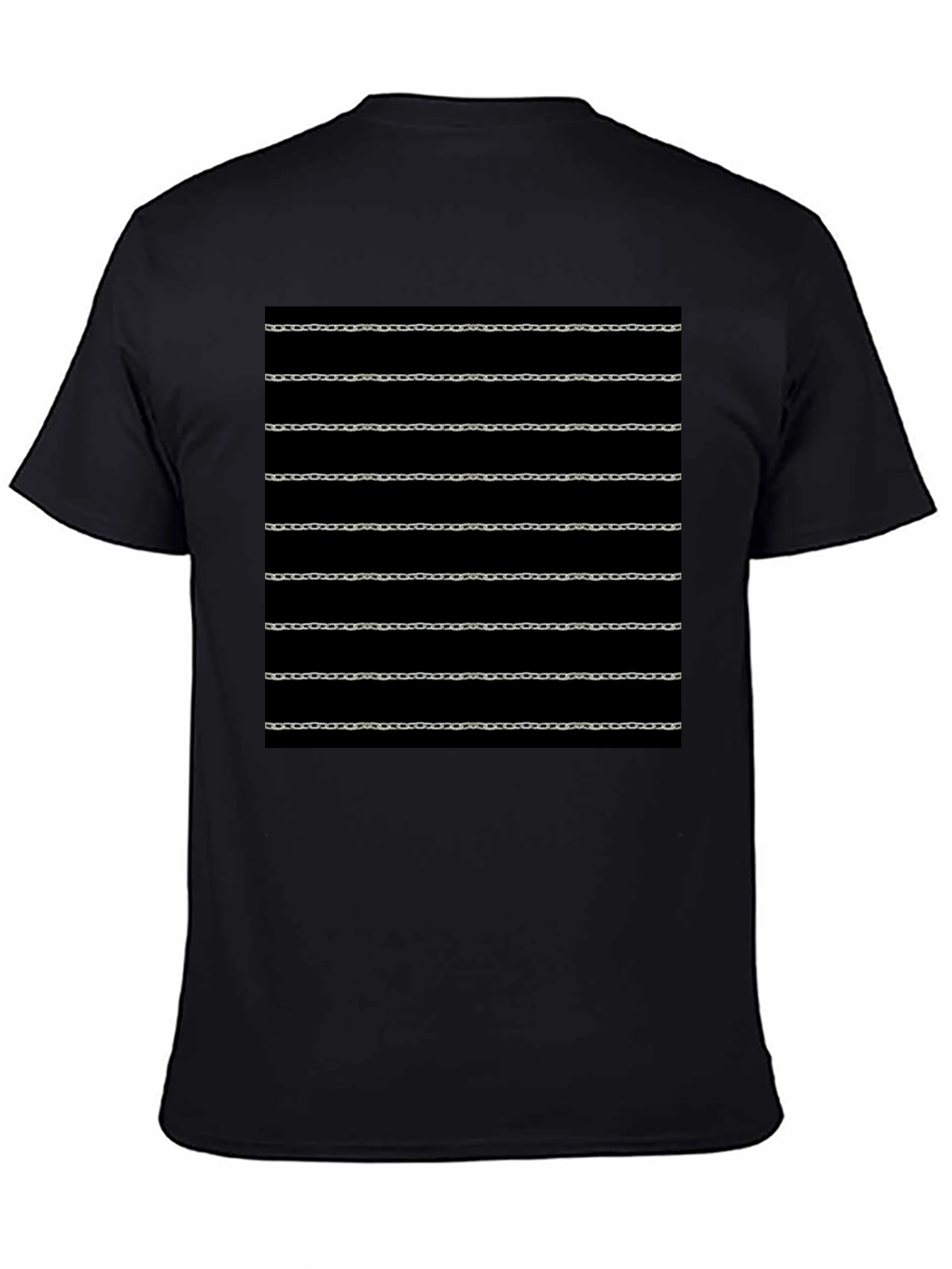 Chain Pattern Graphic Black T-Shirt