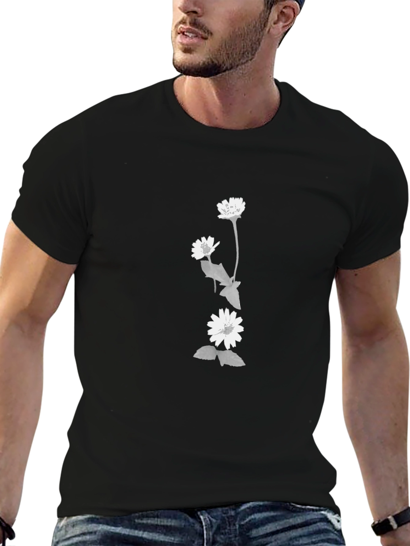 Floral Graphic Tee - Black Casual Comfort