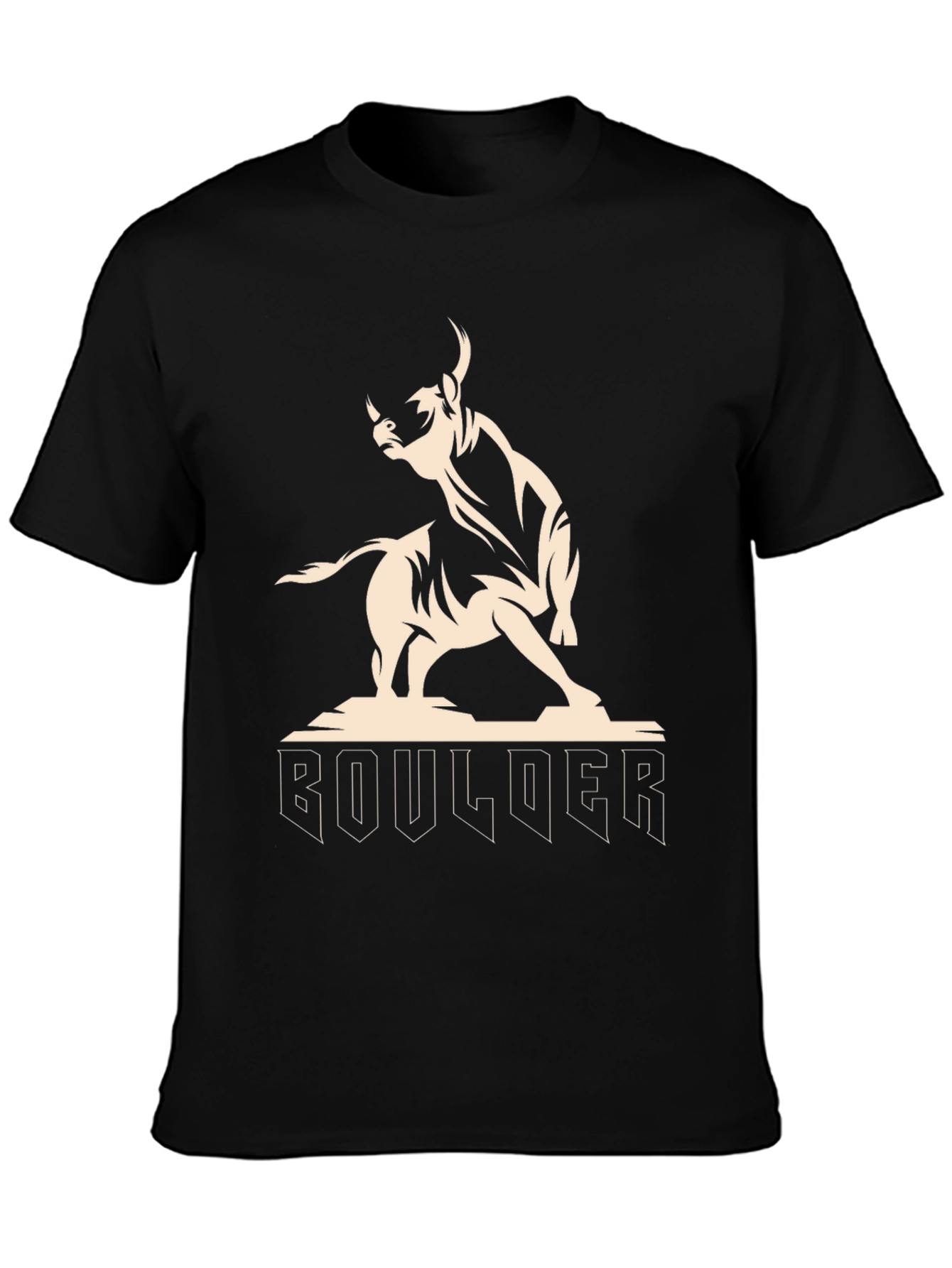 Boulder Bull Graphic Tee - Black Cotton T-Shirt