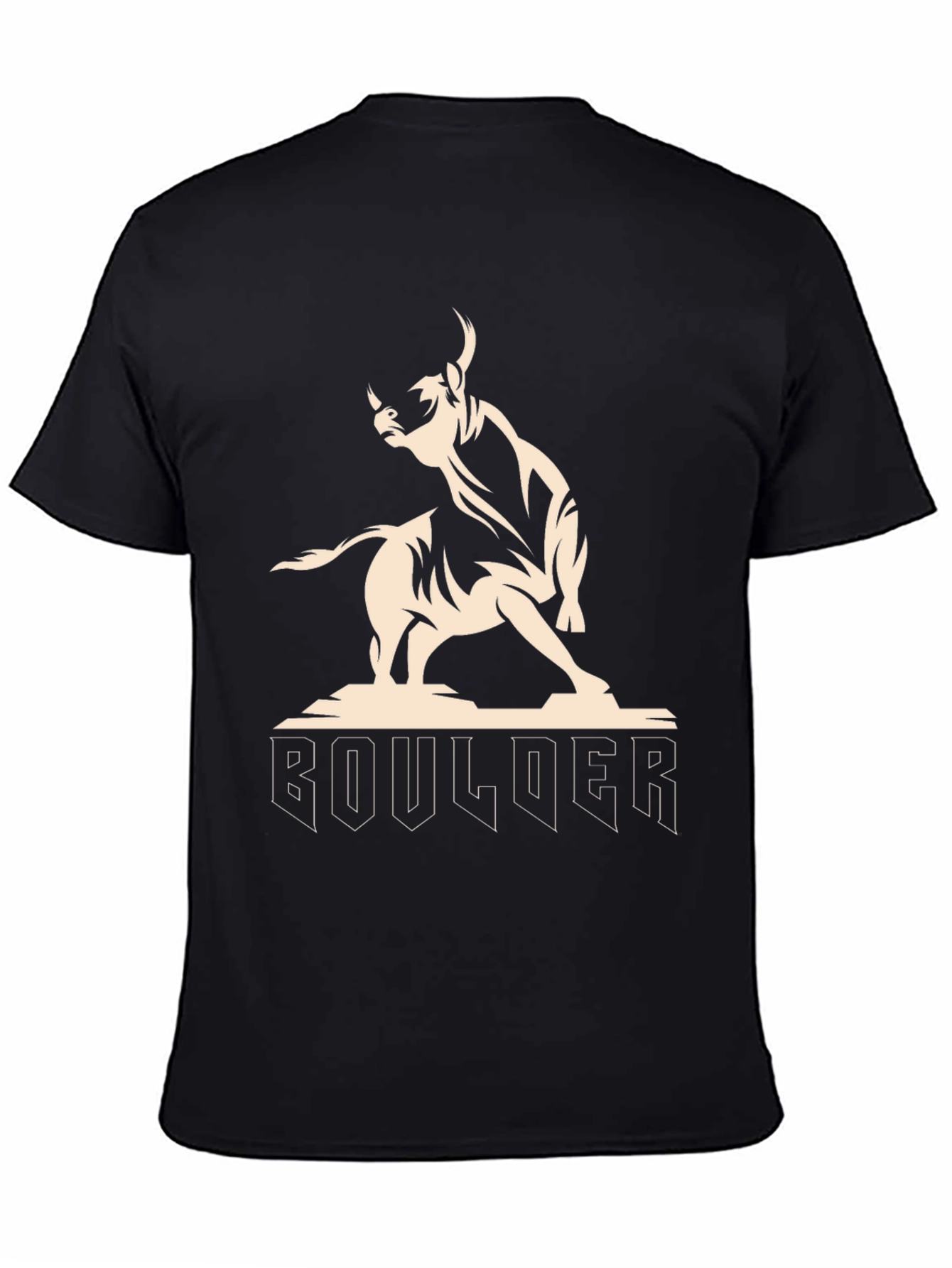Boulder Bull Graphic Tee - Black Cotton T-Shirt