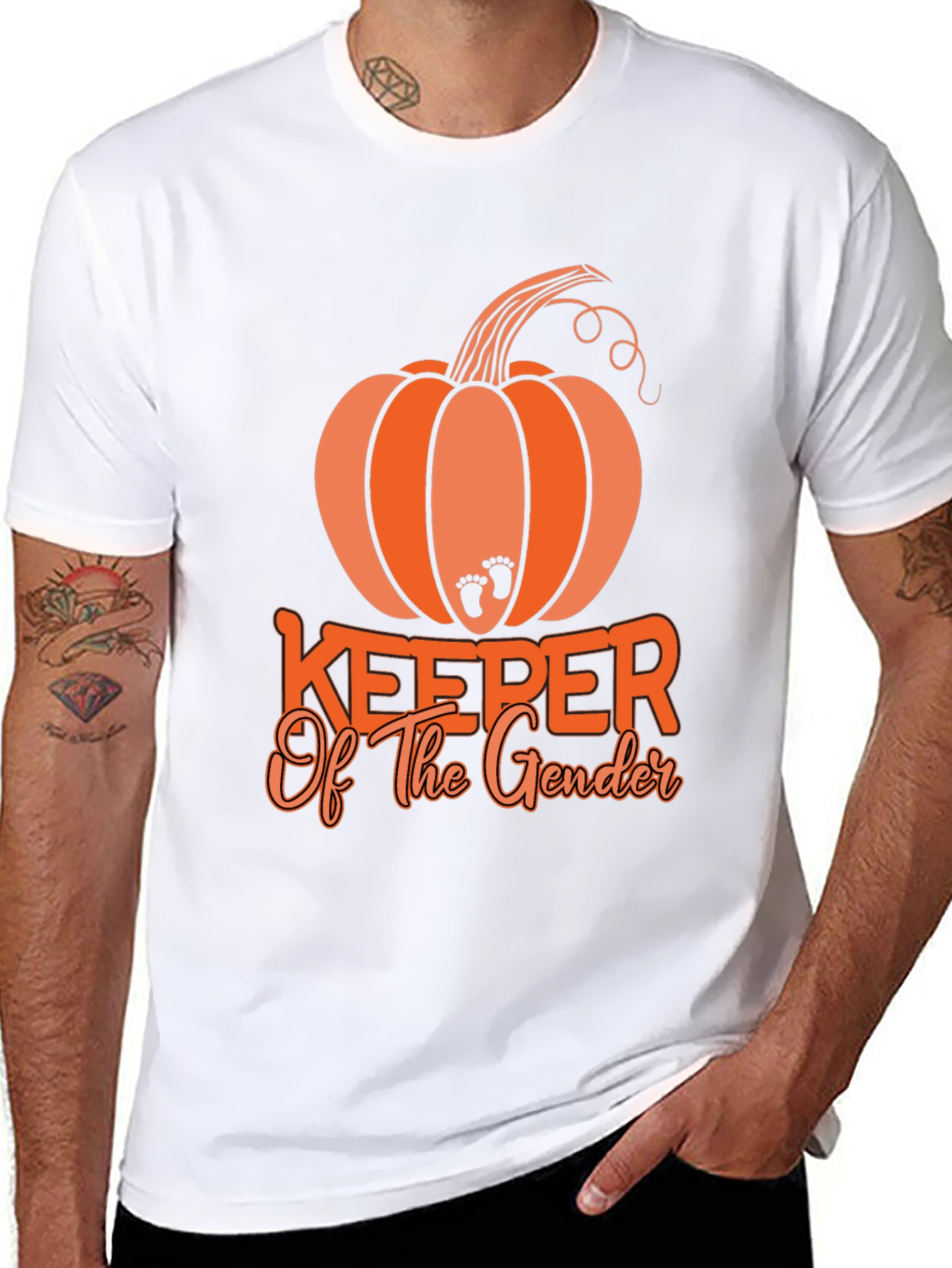 Gender Reveal Keeper Pumpkin Black T-Shirt