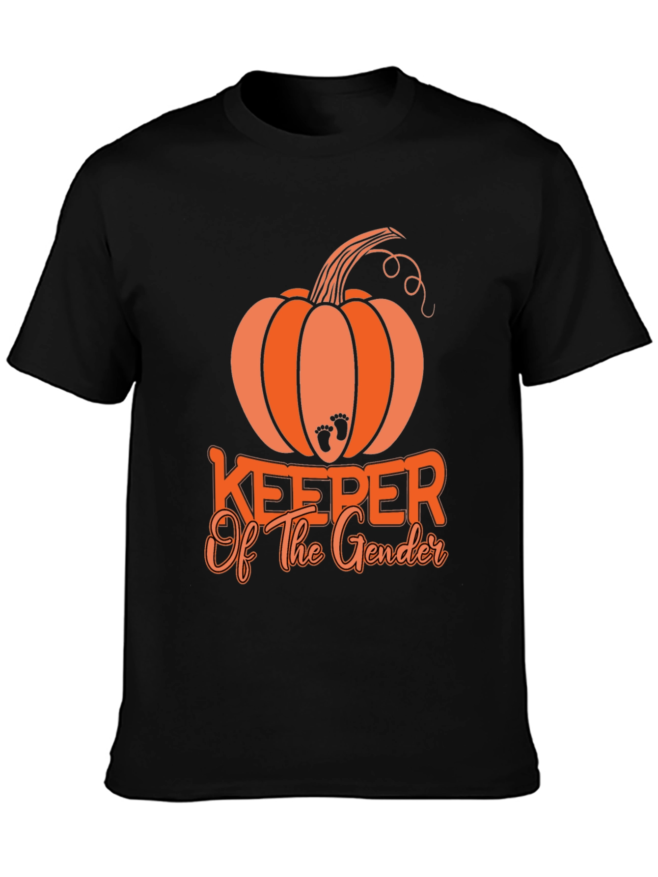 Gender Reveal Keeper Pumpkin Black T-Shirt