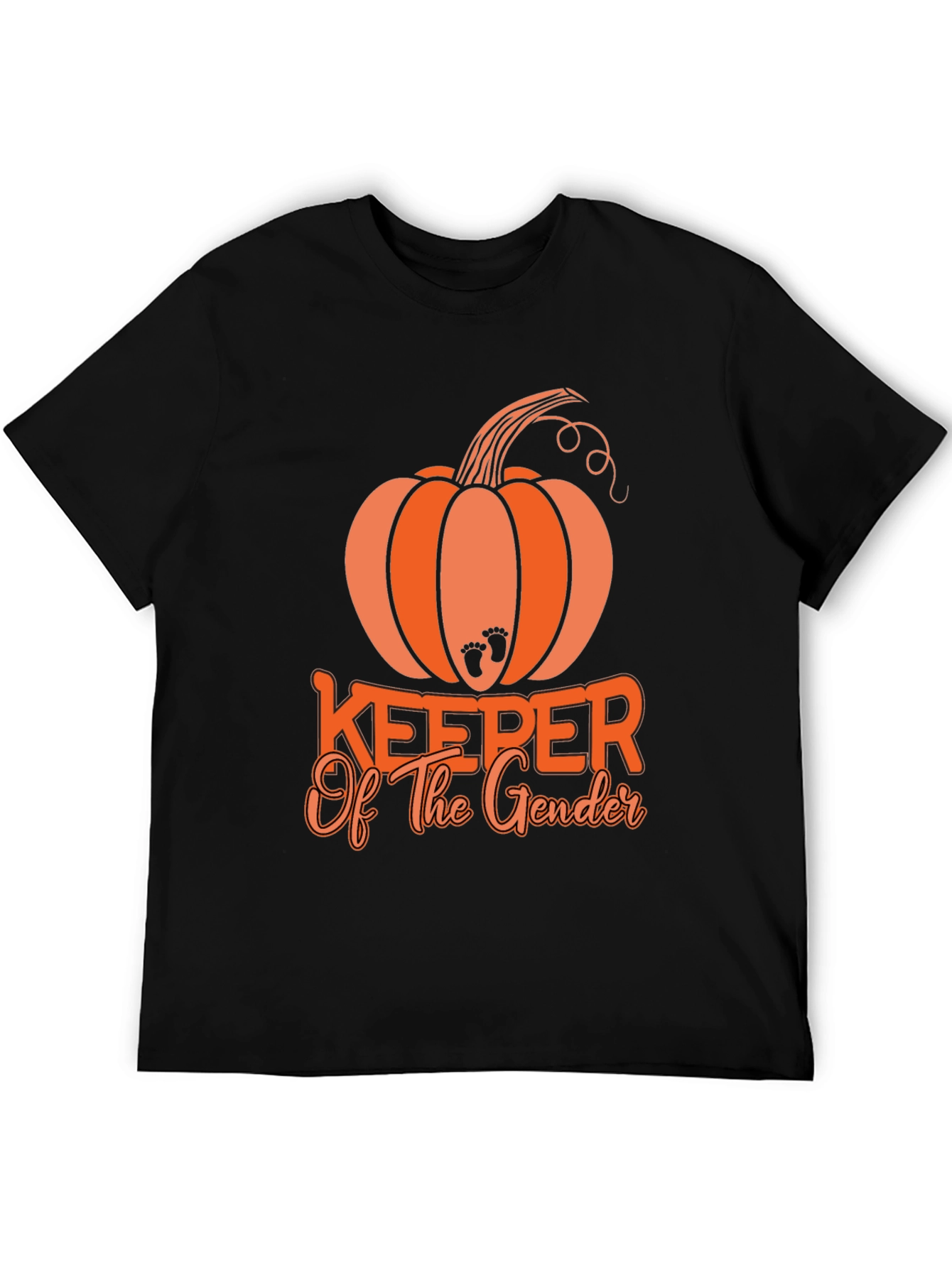 Gender Reveal Keeper Pumpkin Black T-Shirt