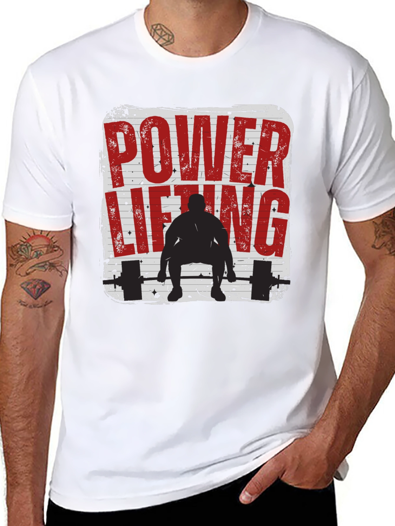 Power Lifting Graphic Tee - Black Cotton Fitness Shirt