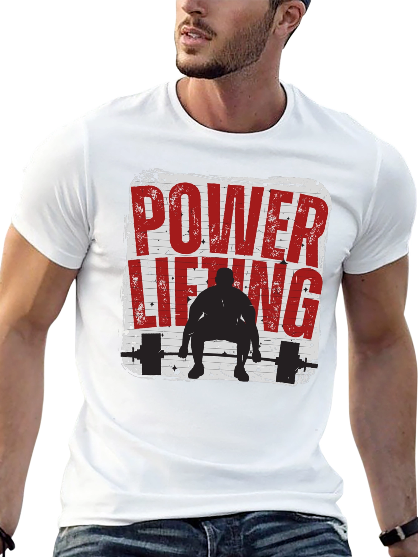 Power Lifting Graphic Tee - Black Cotton Fitness Shirt