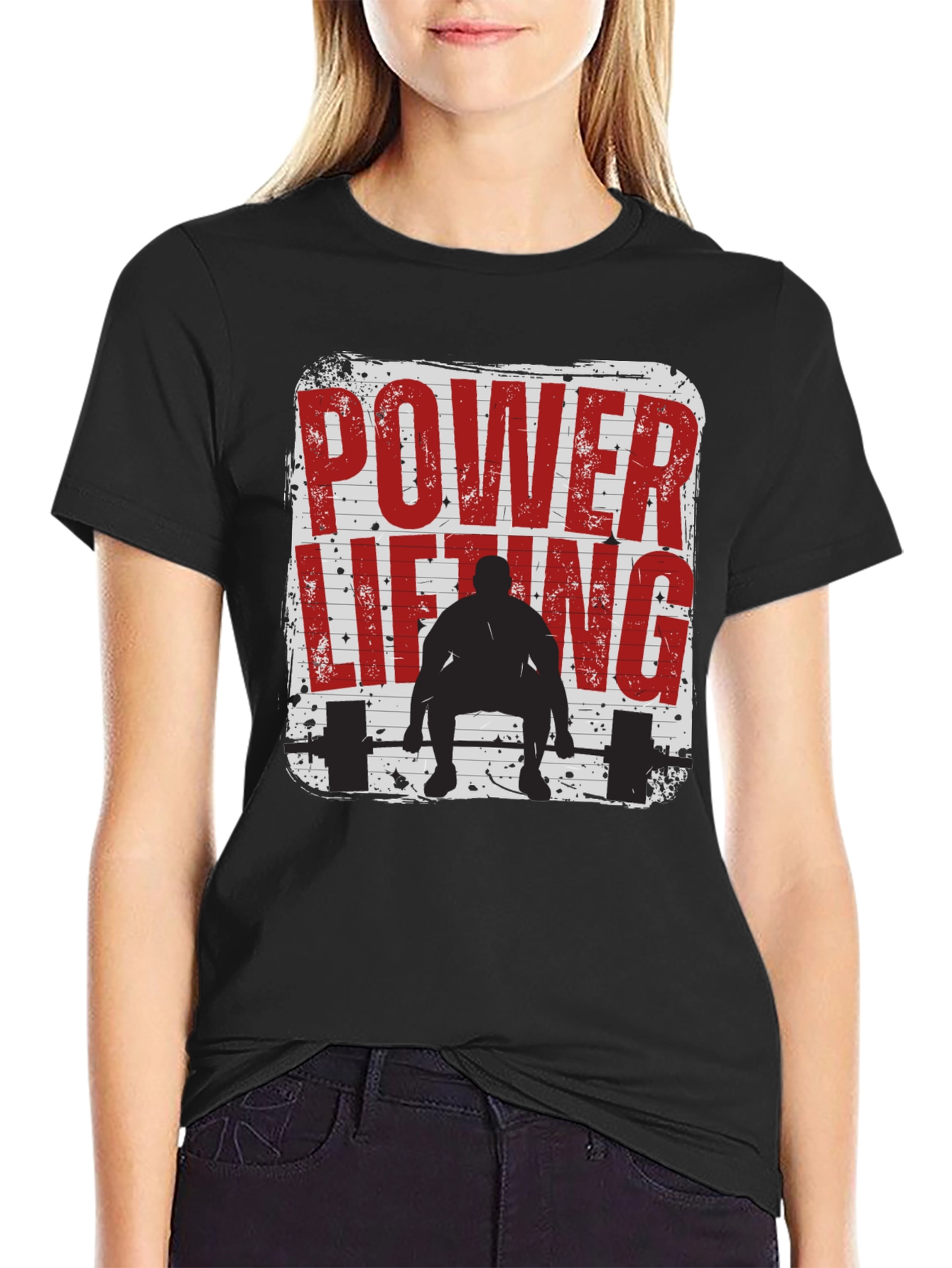Power Lifting Graphic Tee - Black Cotton Fitness Shirt