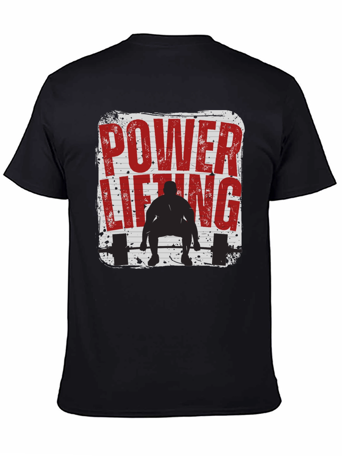 Power Lifting Graphic Tee - Black Cotton Fitness Shirt