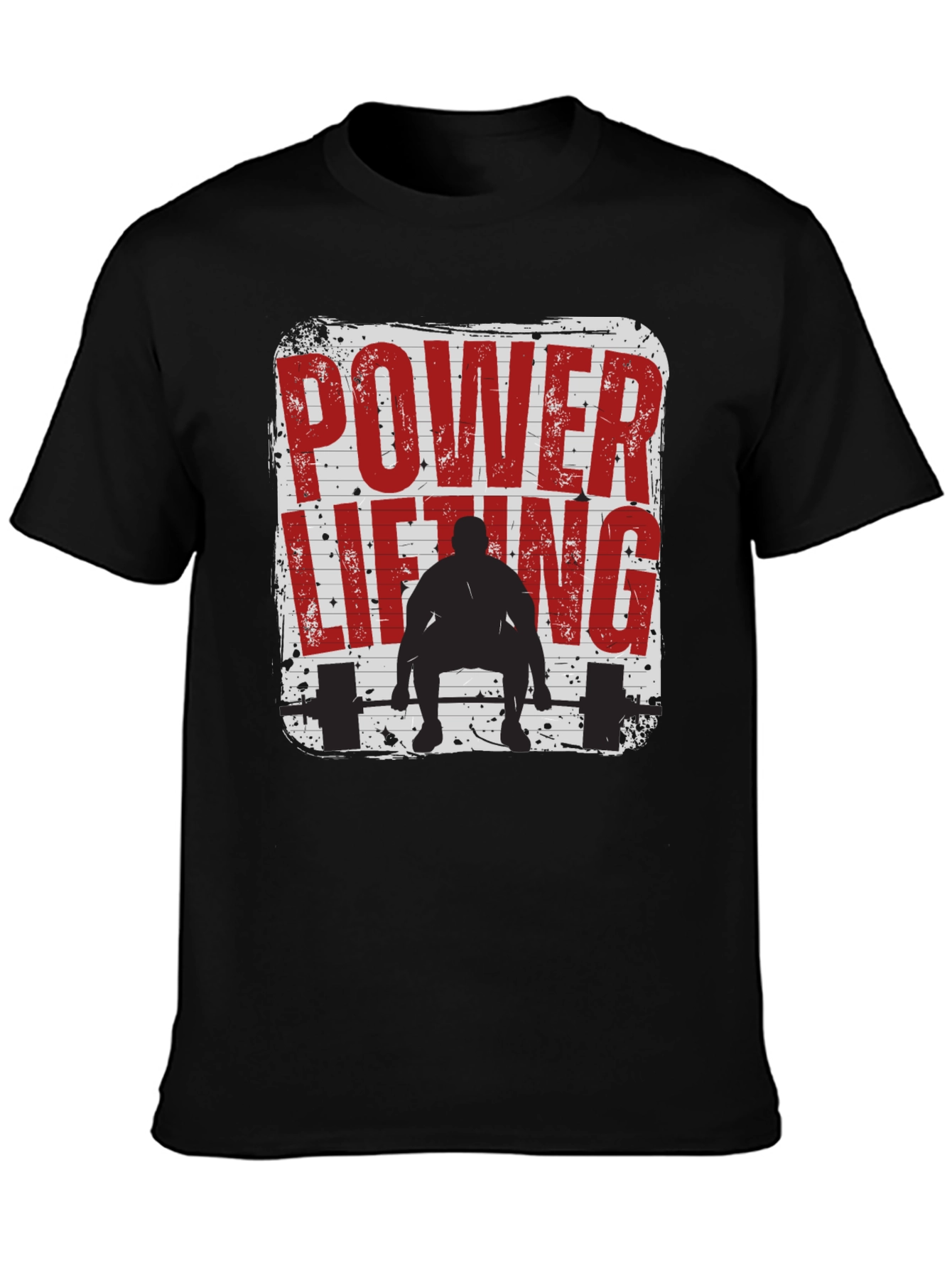 Power Lifting Graphic Tee - Black Cotton Fitness Shirt