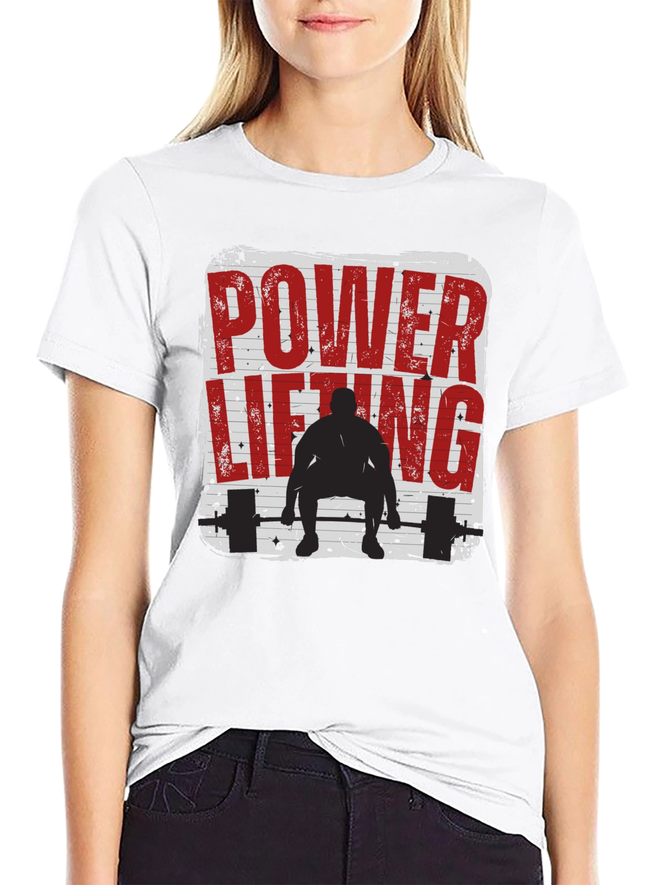 Power Lifting Graphic Tee - Black Cotton Fitness Shirt