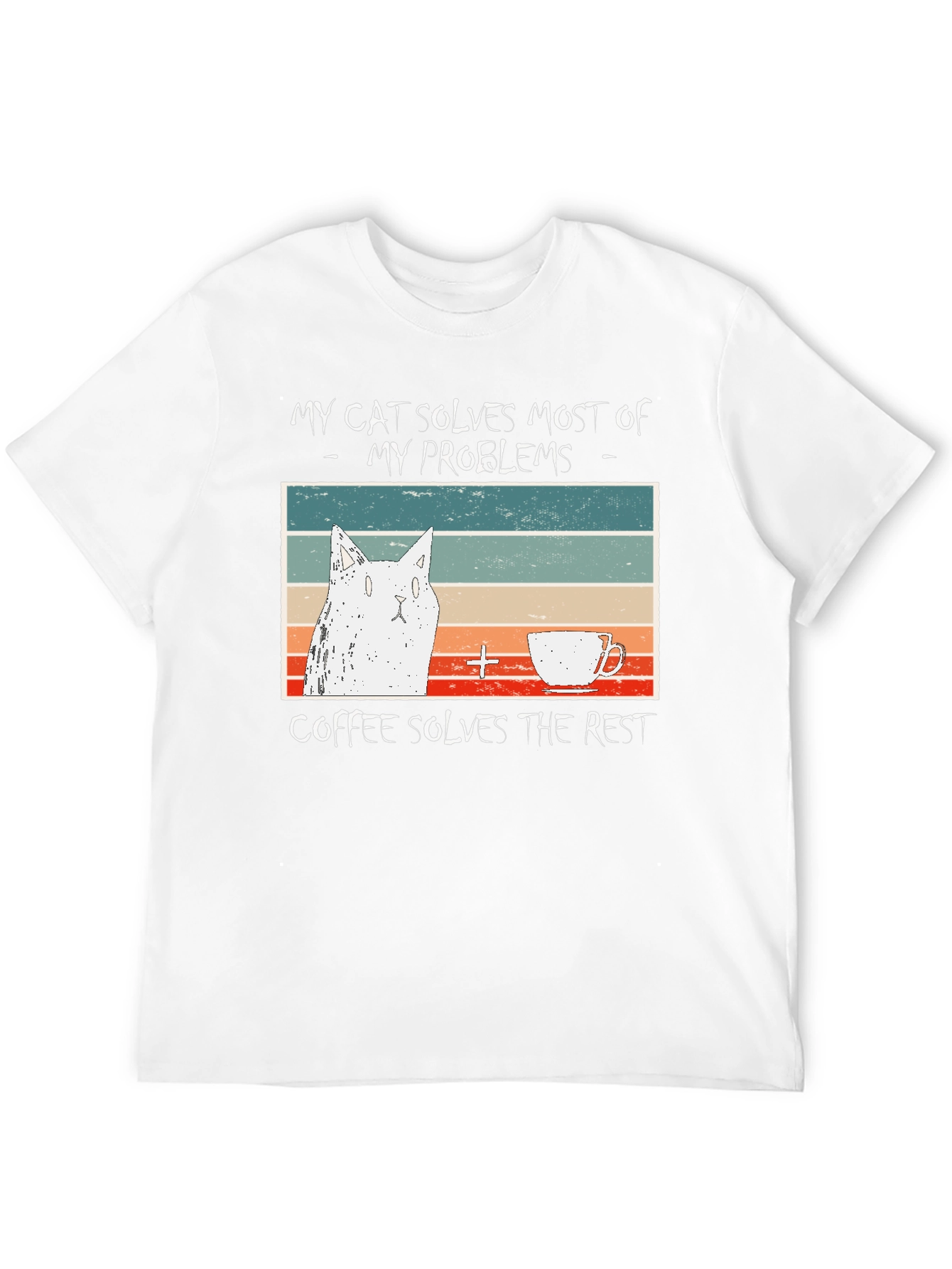 Cat and Coffee Lover Graphic T-Shirt