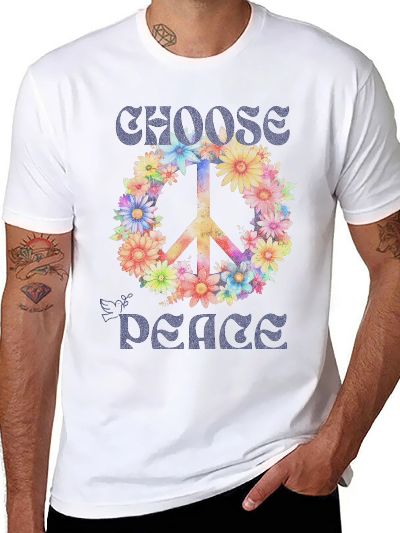 Choose Peace Floral Graphic T-Shirt