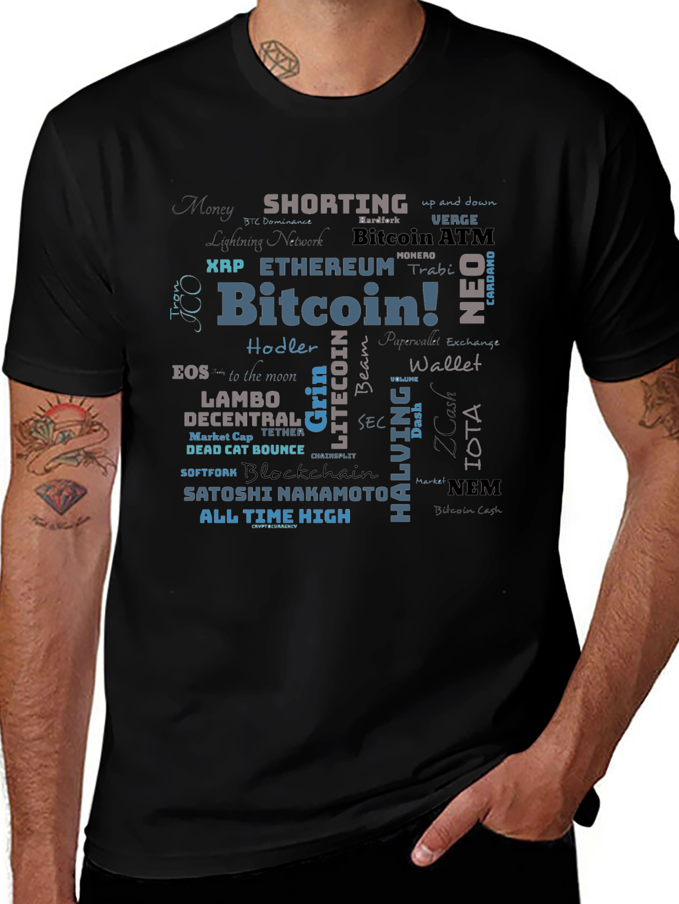 Bitcoin Crypto Word Cloud T-Shirt