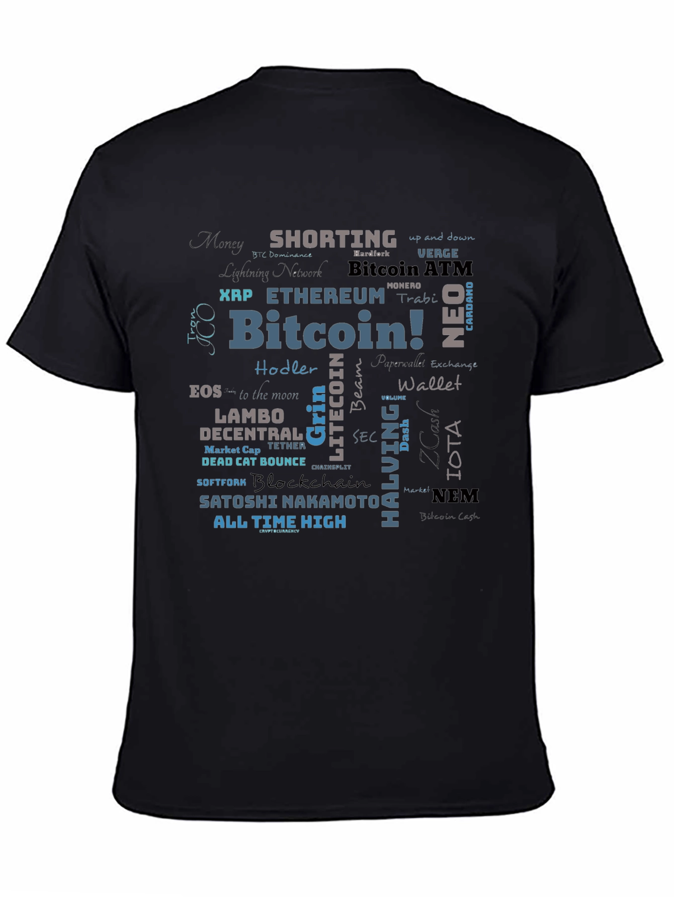 Bitcoin Crypto Word Cloud T-Shirt