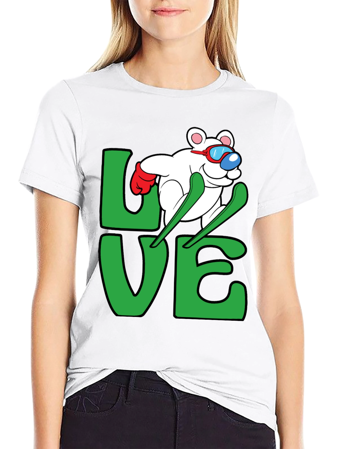 Skiing Bear LOVE Graphic Tee
