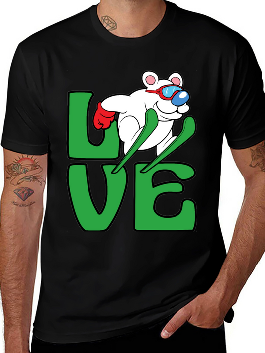 Skiing Bear LOVE Graphic Tee