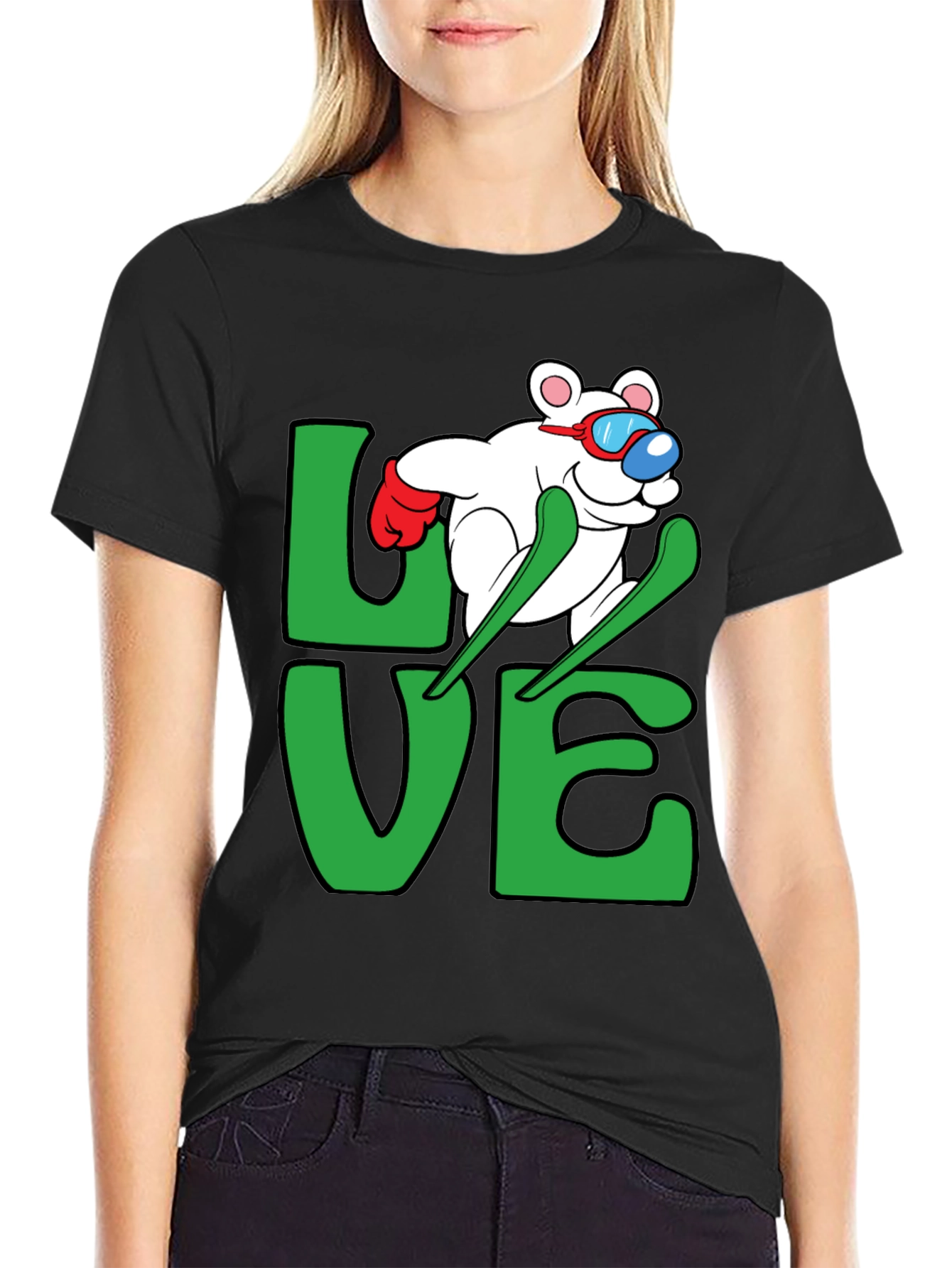 Skiing Bear LOVE Graphic Tee