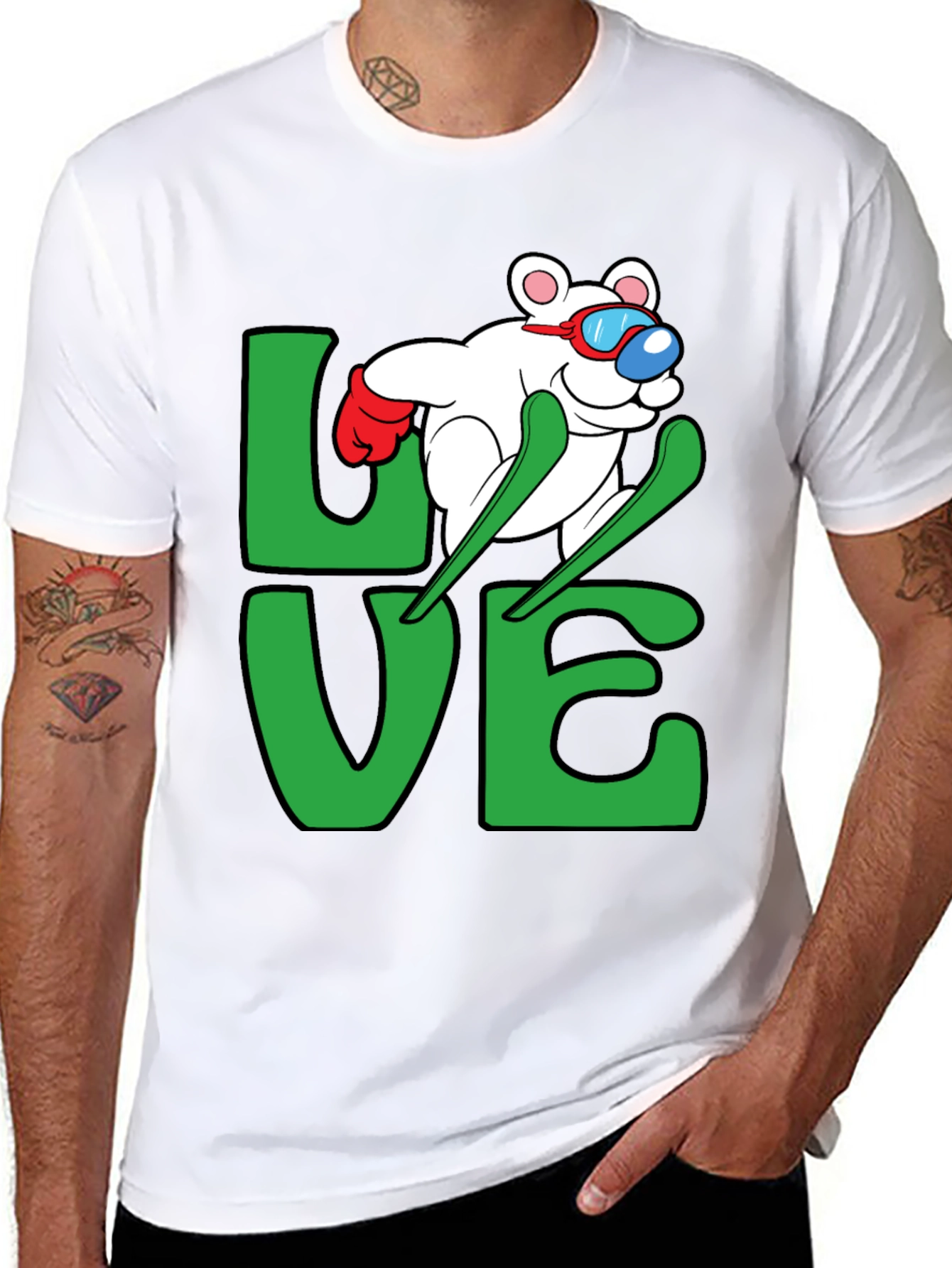 Skiing Bear LOVE Graphic Tee