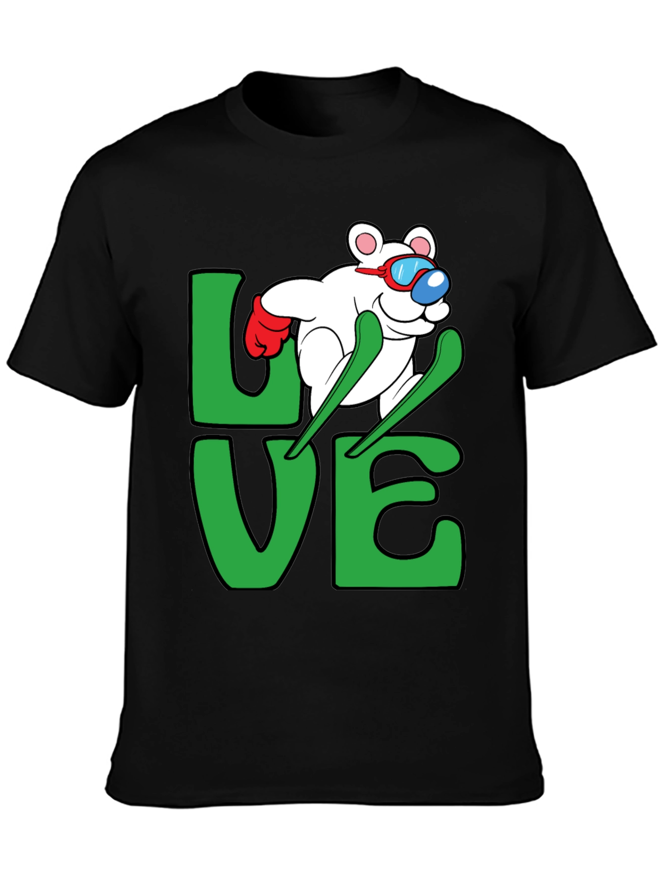 Skiing Bear LOVE Graphic Tee