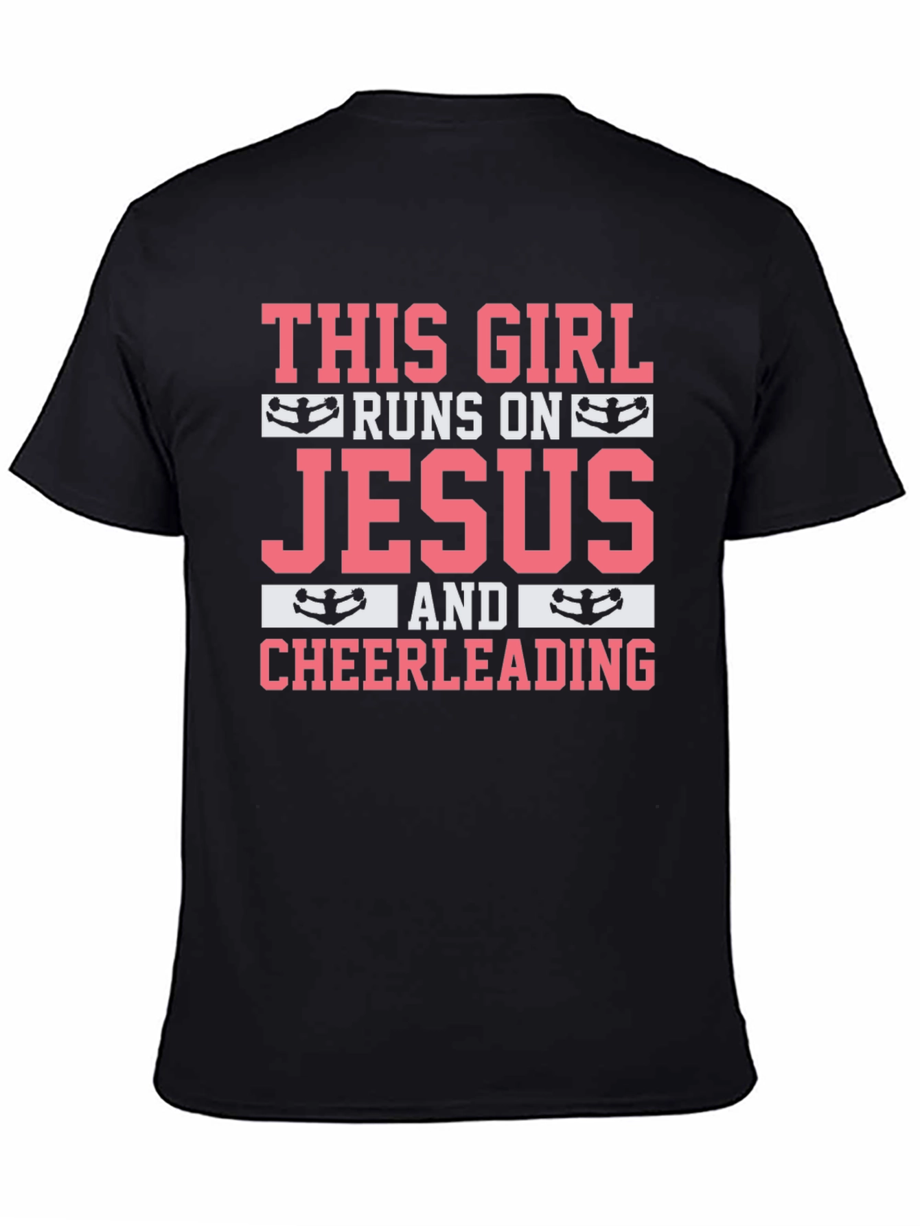 Runs on Jesus and Cheerleading Black T-Shirt