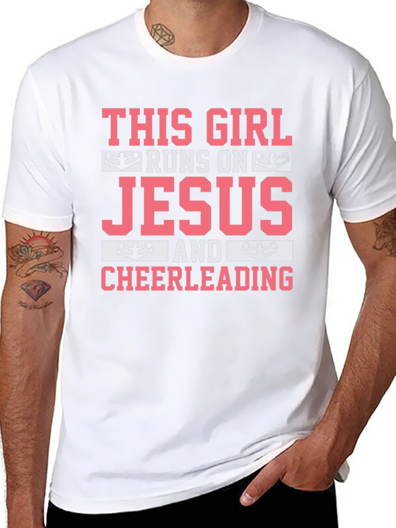Runs on Jesus and Cheerleading Black T-Shirt