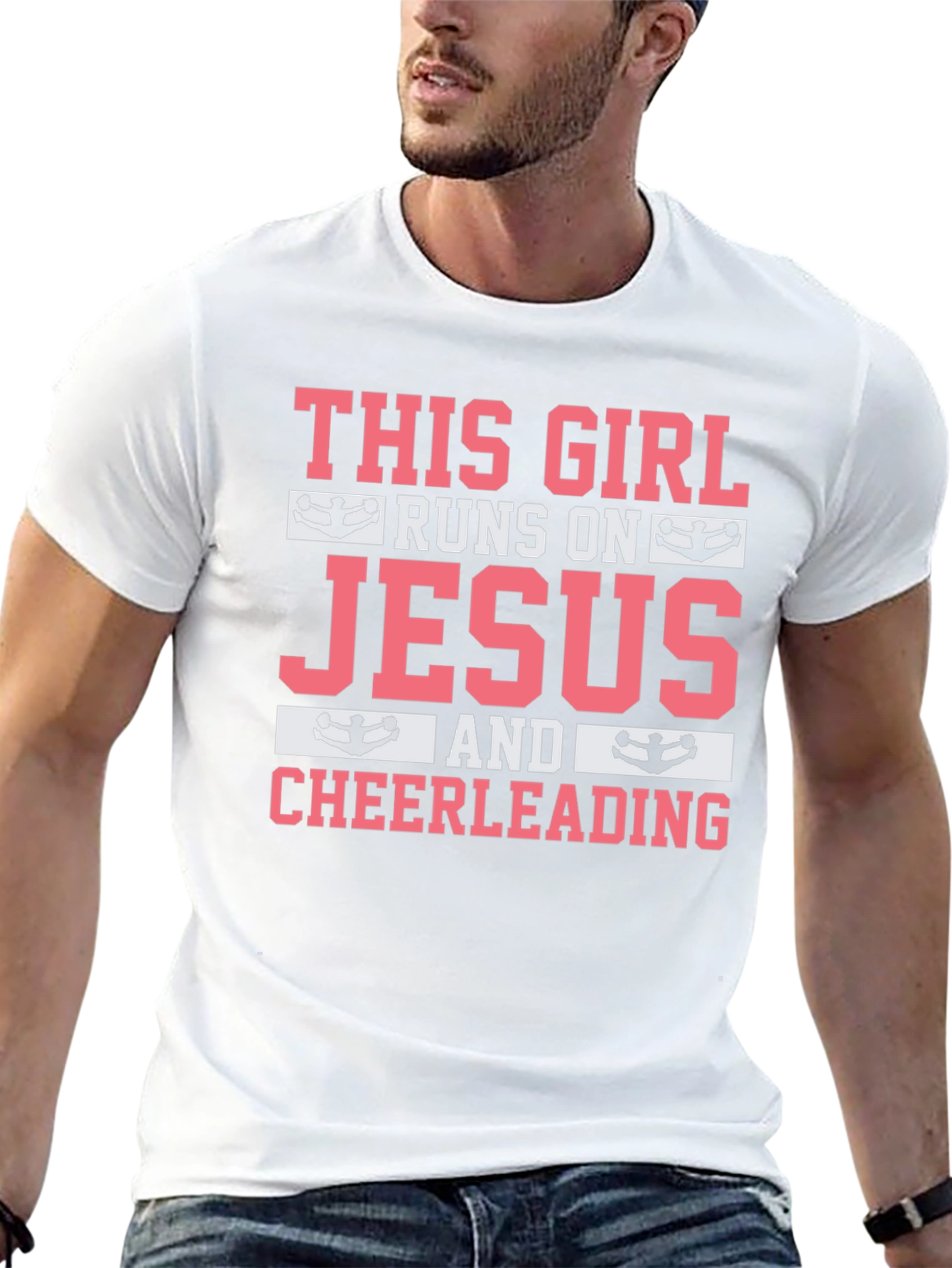 Runs on Jesus and Cheerleading Black T-Shirt