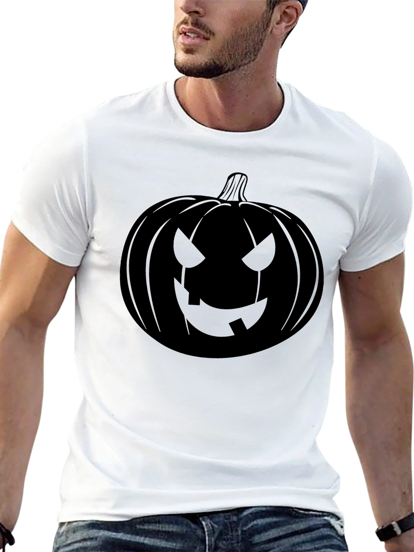 Halloween Pumpkin Face Black T-Shirt