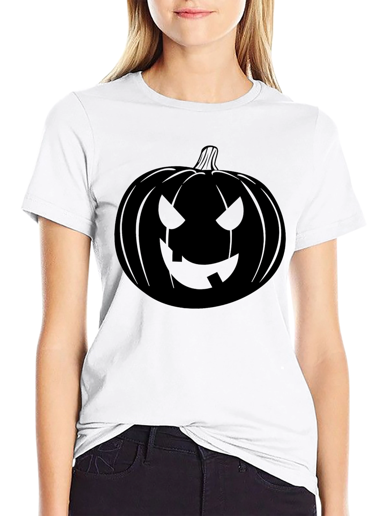 Halloween Pumpkin Face Black T-Shirt