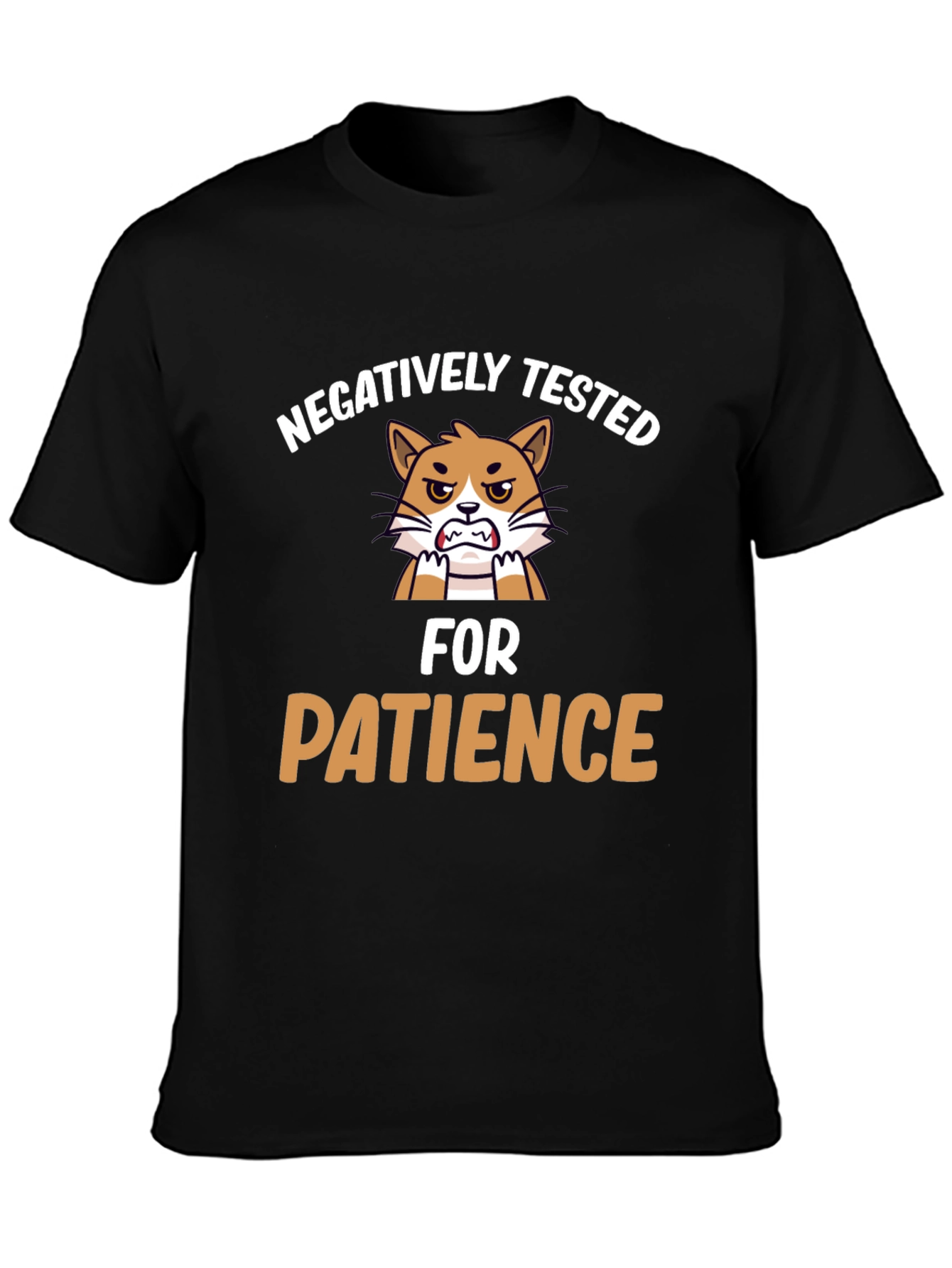 Funny Negatively Tested for Patience Cat Graphic T-Shirt