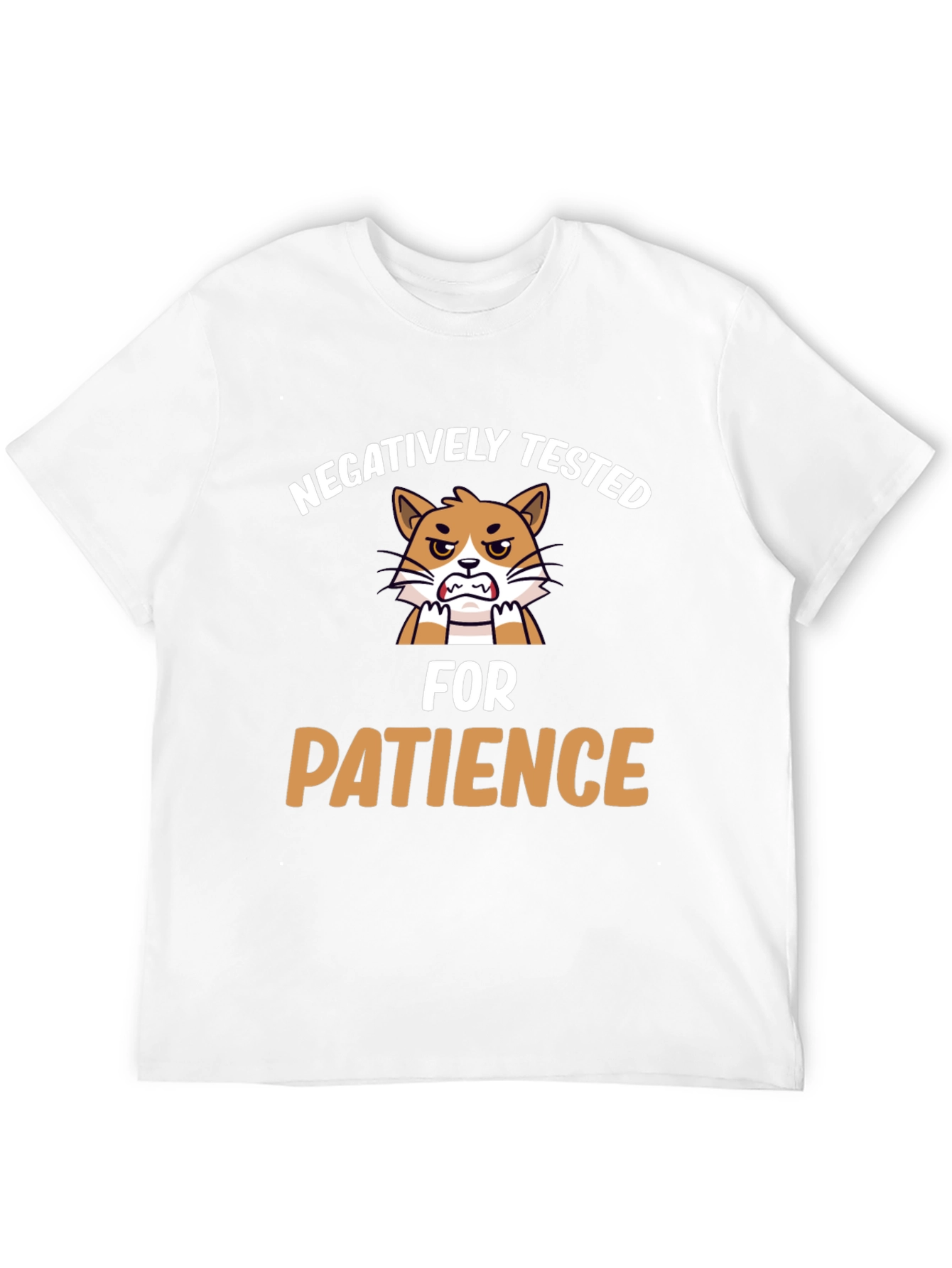 Funny Negatively Tested for Patience Cat Graphic T-Shirt