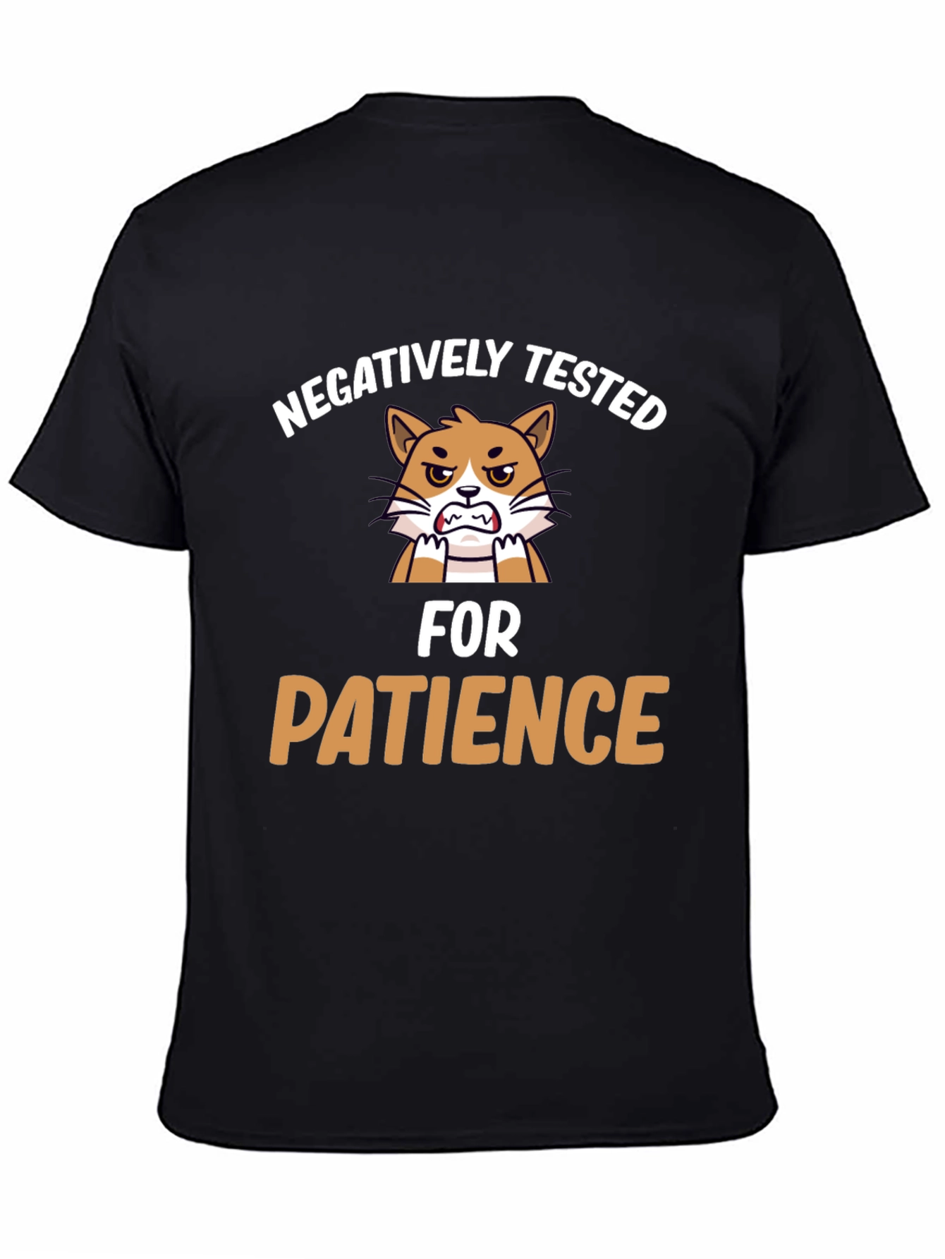 Funny Negatively Tested for Patience Cat Graphic T-Shirt