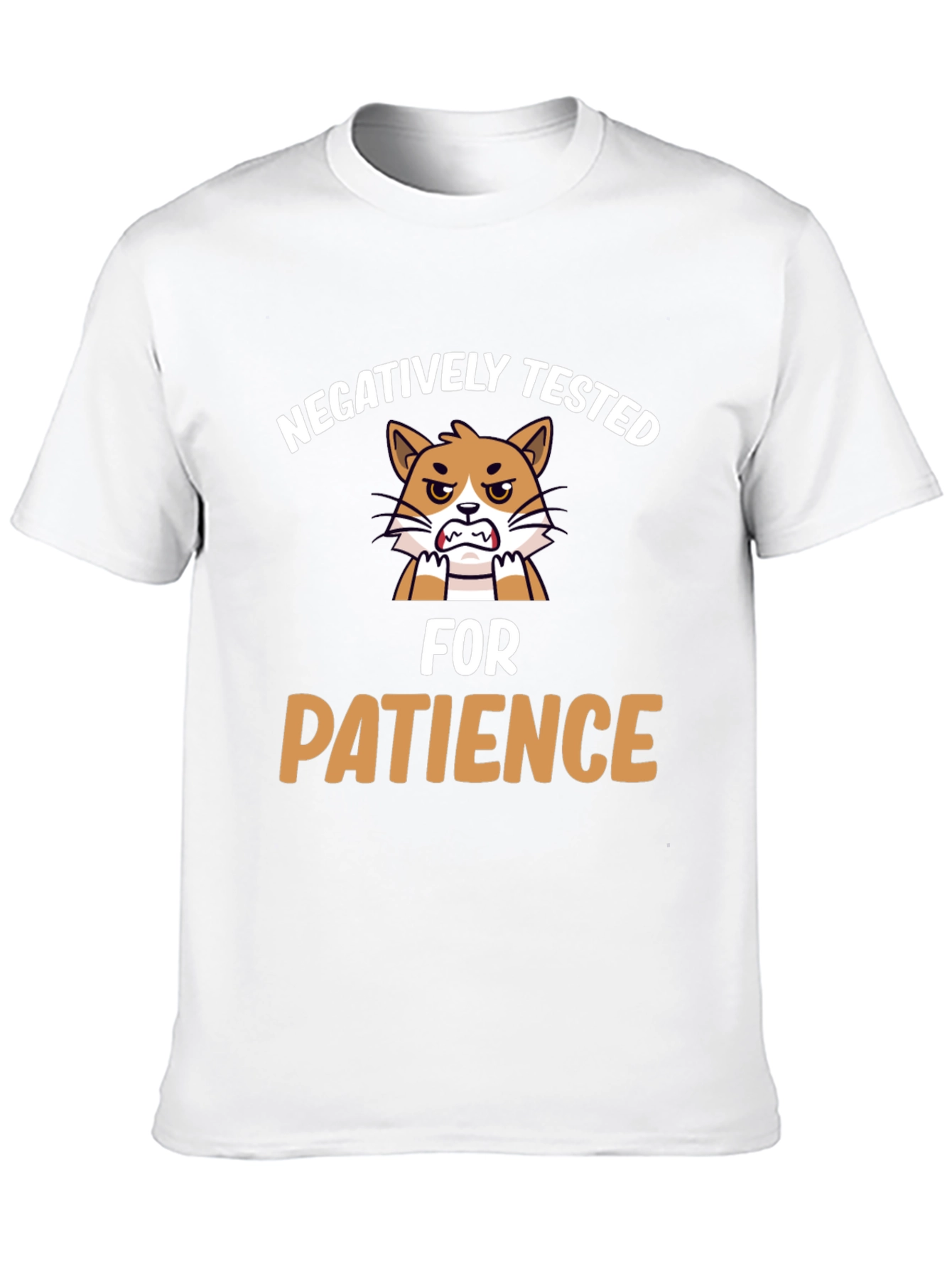 Funny Negatively Tested for Patience Cat Graphic T-Shirt